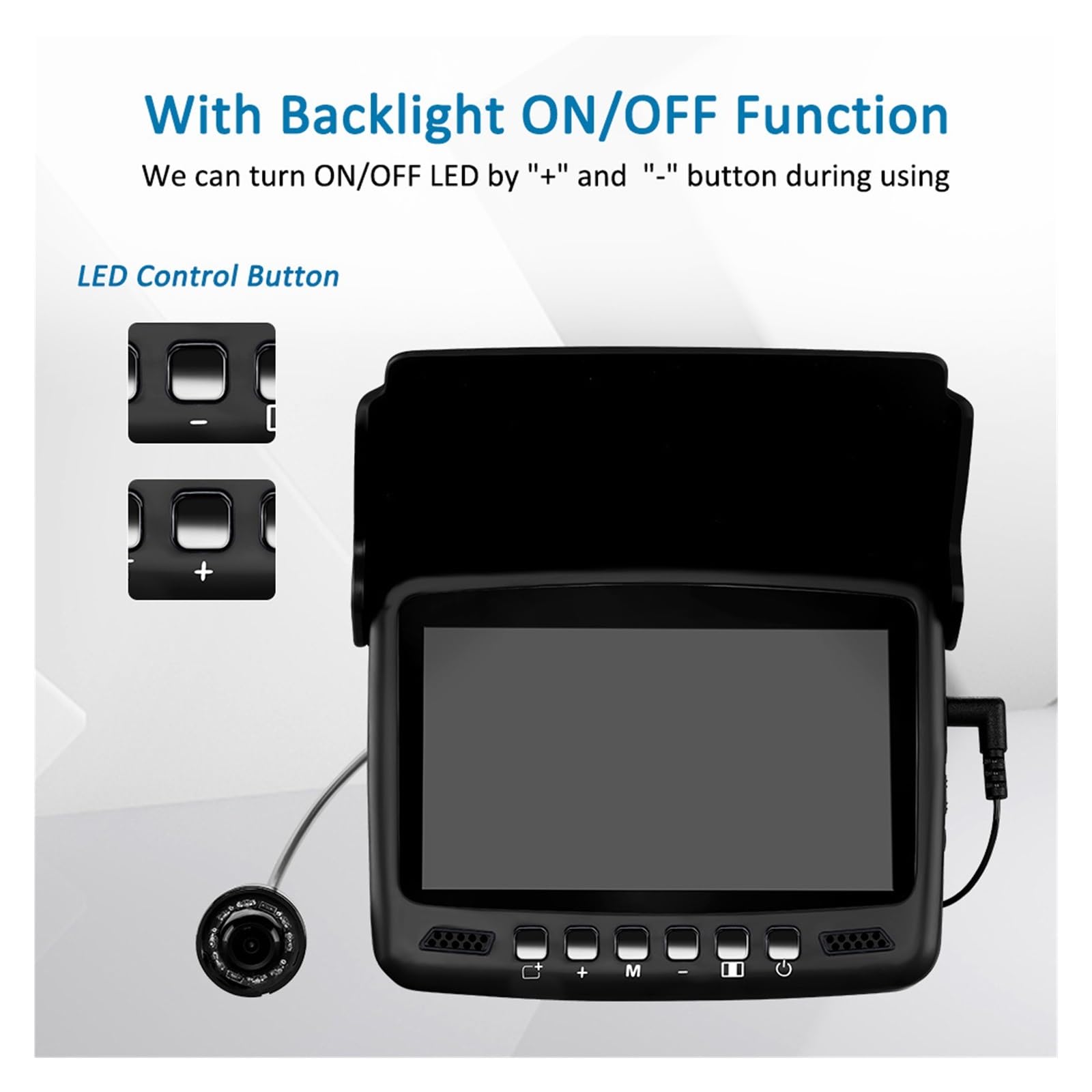 Ecoscandaglio EF43A con LCD da 4,3'', telecamera subacquea 1000TVL, visione notturna IR, cavo 15/30 m,Alta definizione(30M cable with DVR)