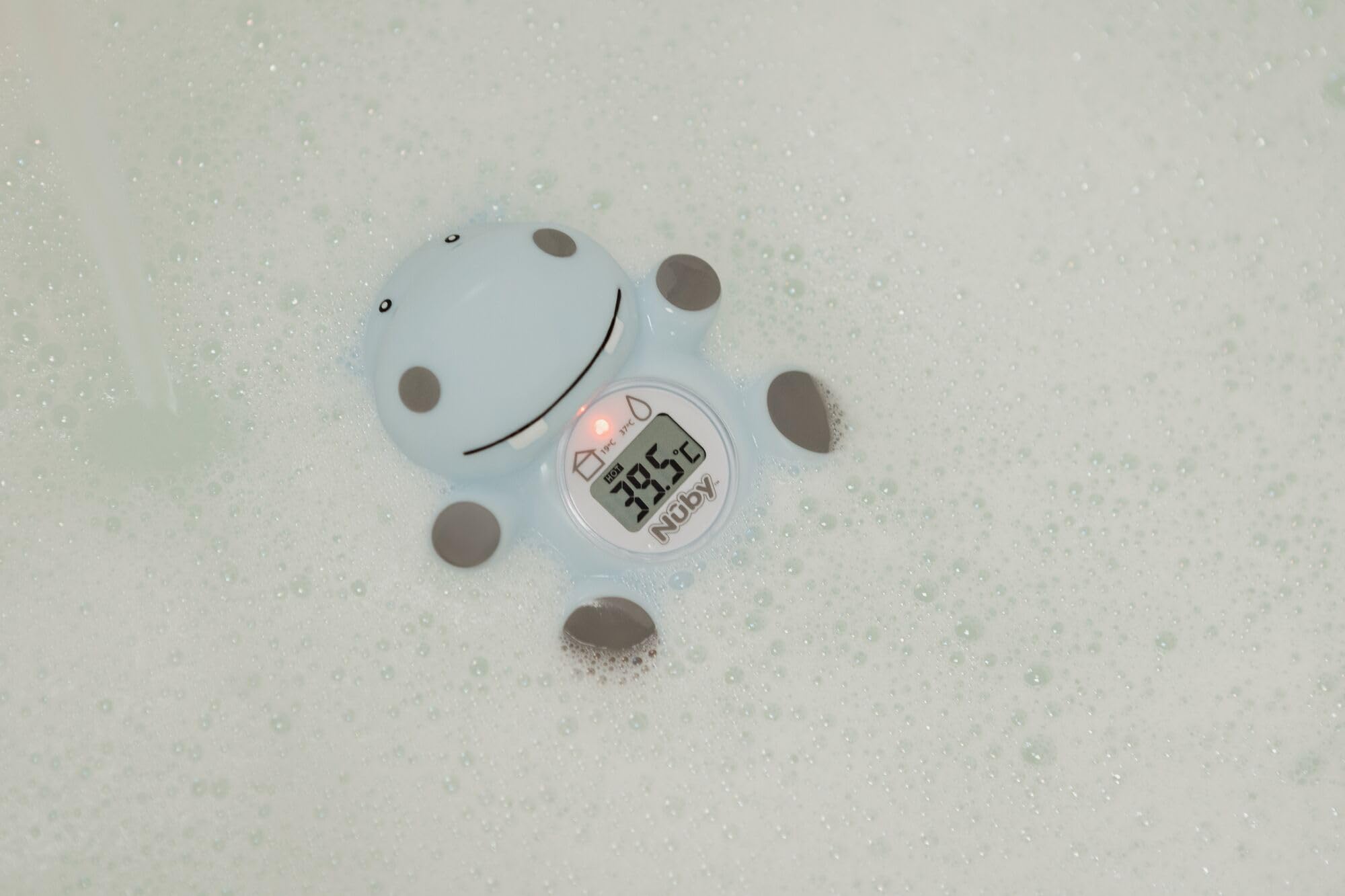 Thermomètre De Bain Bébé Hippo Nuby - Digital, Écran LCD, Alerte Rouge Si Trop Chaud | Pour Eau & Pièce, Sans BPA, Dès La Naissance