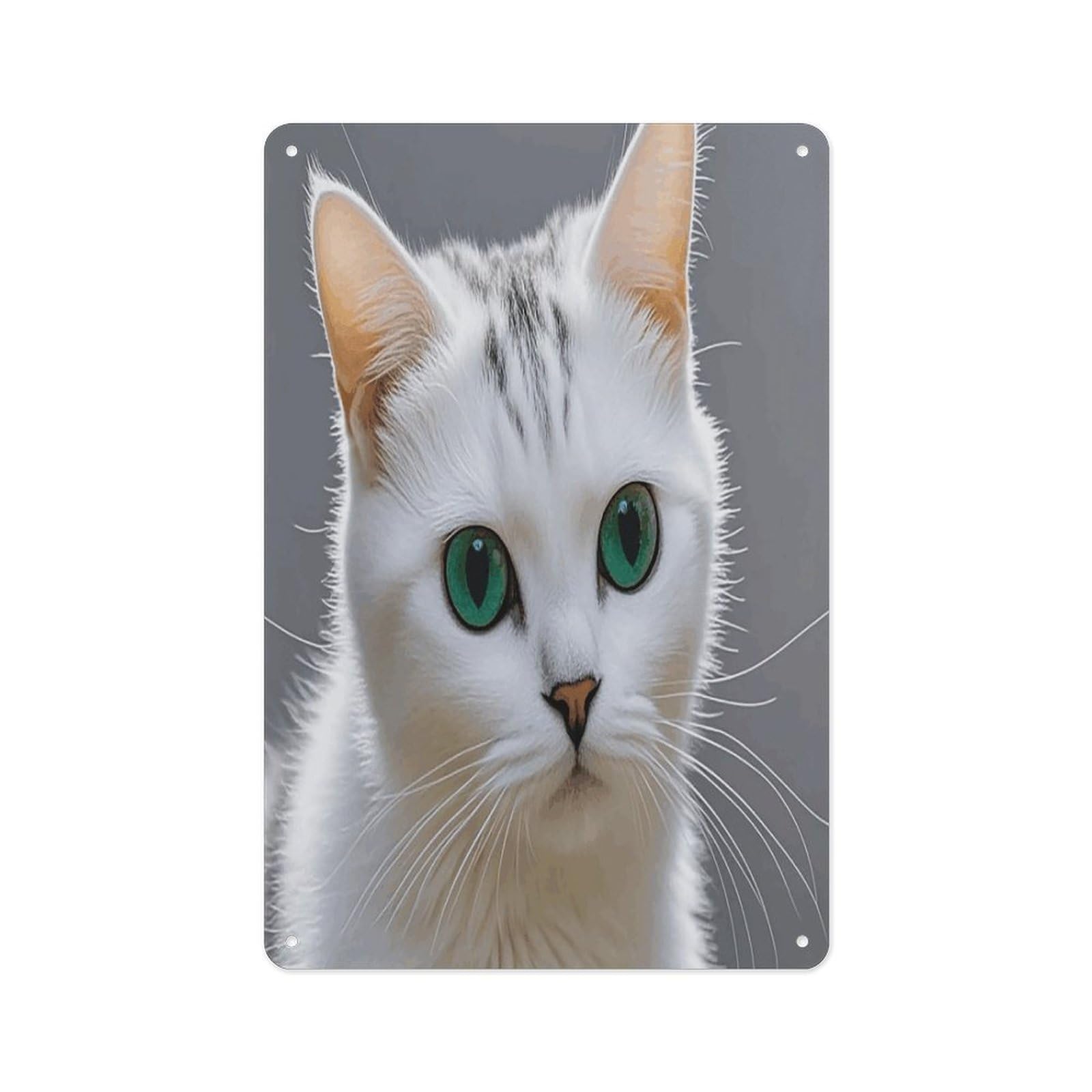 Fekiloot Style Cute White Cat Wall Decor Metal Signs Tin Signs Poster