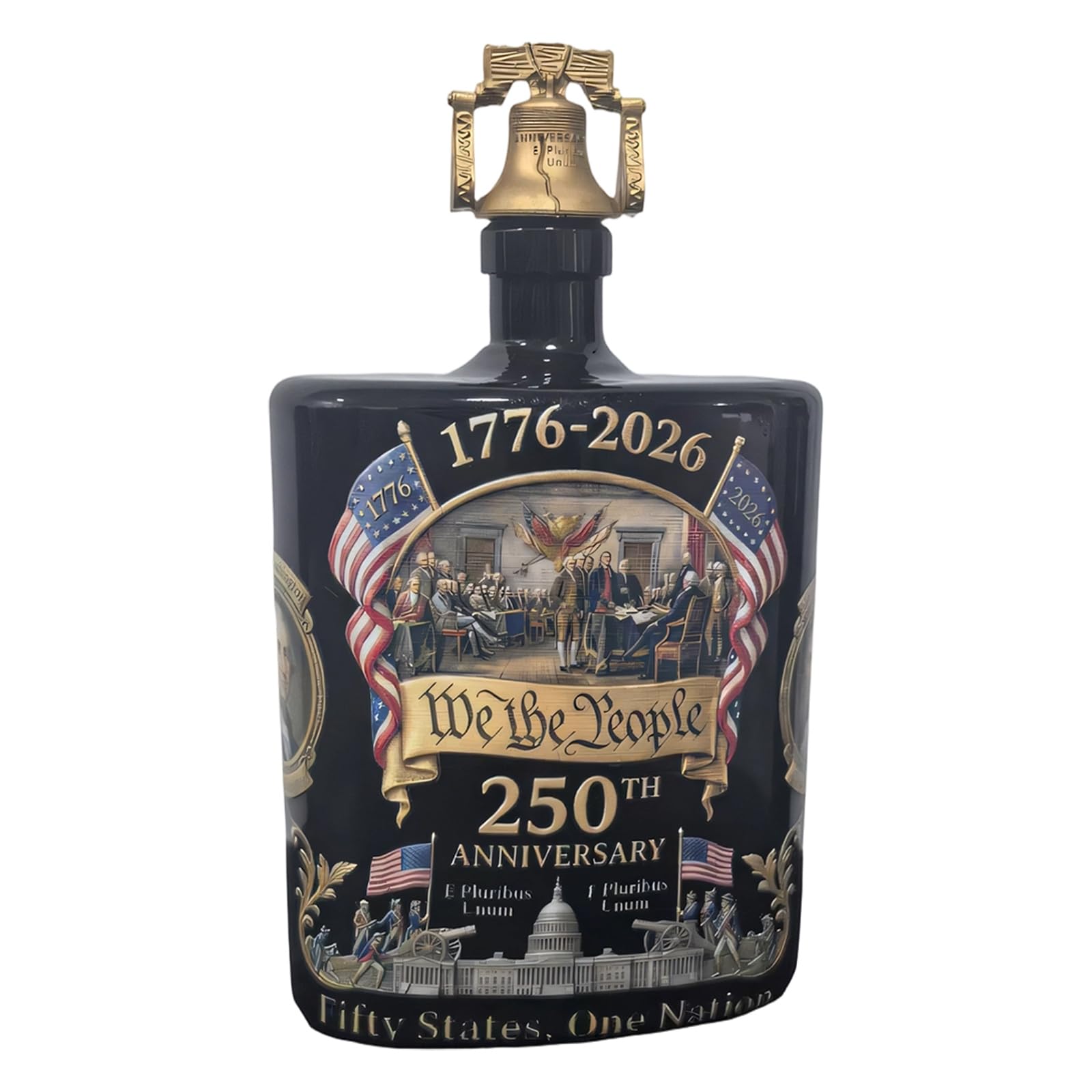 Hsyzygian Patriotic Themed Whiskeys Decanters Collectible Flag Themed Spirits Bottle 250th Anniversary Liquor Container Recyclable Glass Irish Container