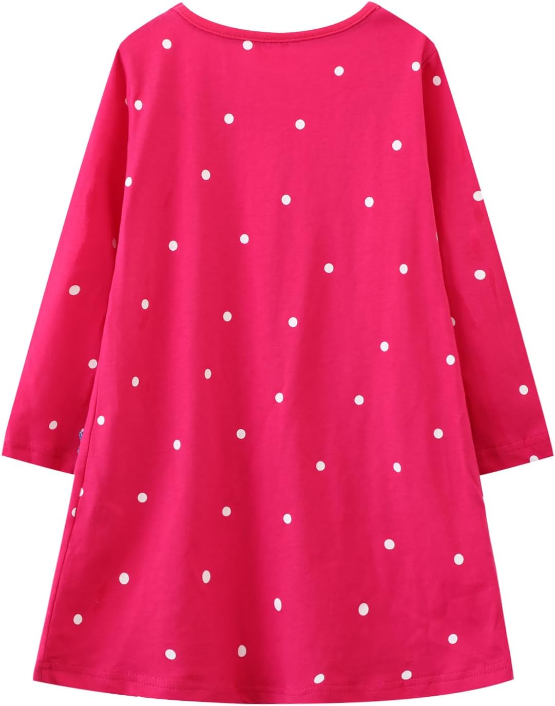 HILEELANG Toddler Girl Dress Long Sleeve Pocket Cotton Casaul Rose Red Fish Embroidery Playwear Shirt Jersey Dresses 2T - Image 2