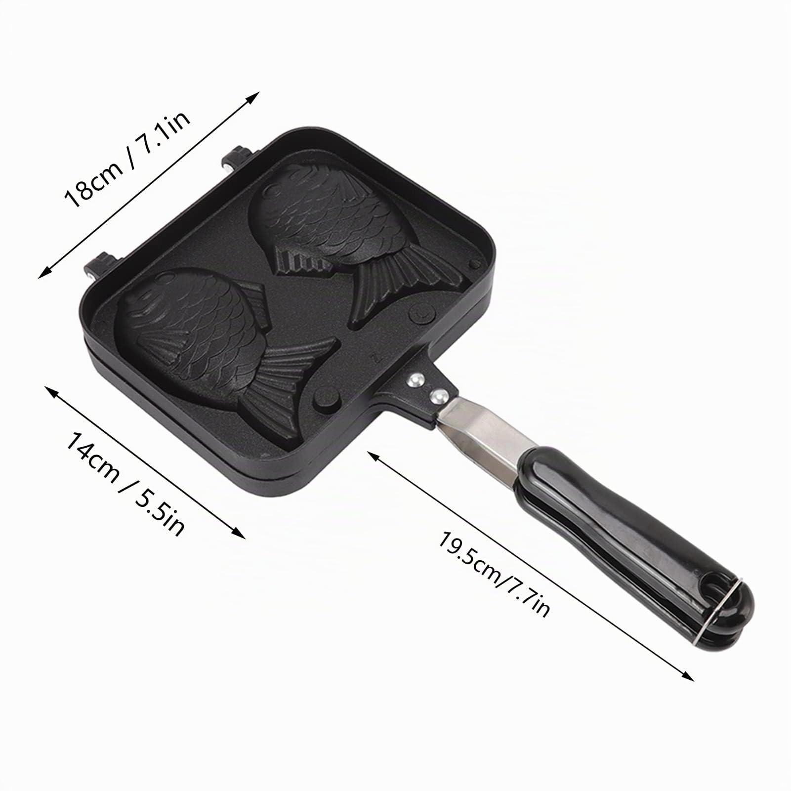 Taiyaki Poêle à Gaufres Moule Taiyaki Double Face Antiadhésive Moule à Dessert en Aluminium pour Gâteaux Poisson Gaufres et Pancakes Camping Restaurant