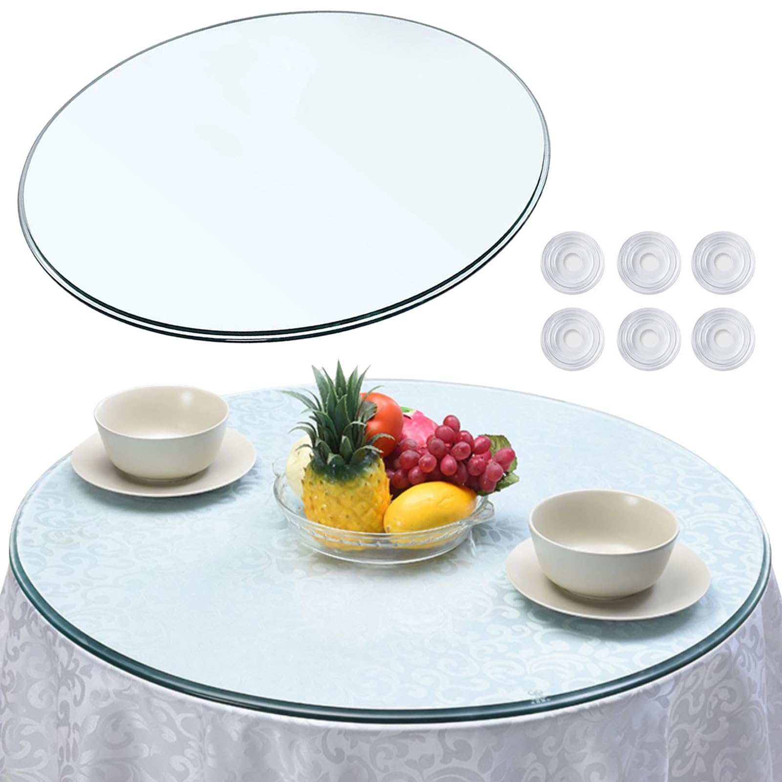 SAGIDAR Tempered Glass Round Kitchen Dining Table Top, Round Dining Table Glass Table Top Easy To Clean, 35cm 48cm 65cm 80cm, Tempered Glass Top Protects Yours Table, Clear Glass Easy To Clean(400mm)