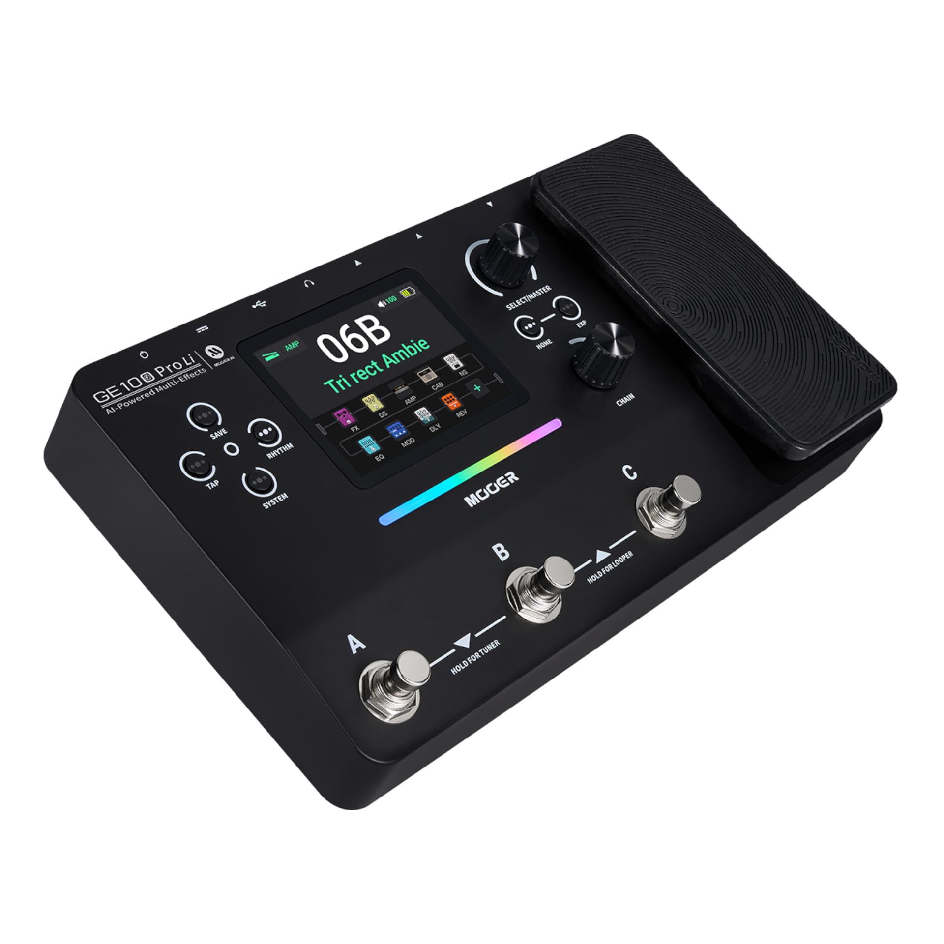Mooer GE 100 PRO Li Guitar Multi FX Processor with AI technology and lithium battery