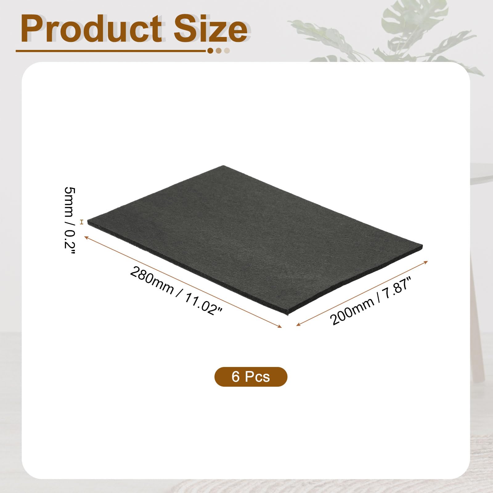 QUARKZMAN 6Pz Paraspiganti In Feltro Per Mobili 28 X 20 Cm Con Adesivo Nero | Antiscivolo, Antigraffio, Per Proteggere Pavimenti In Legno