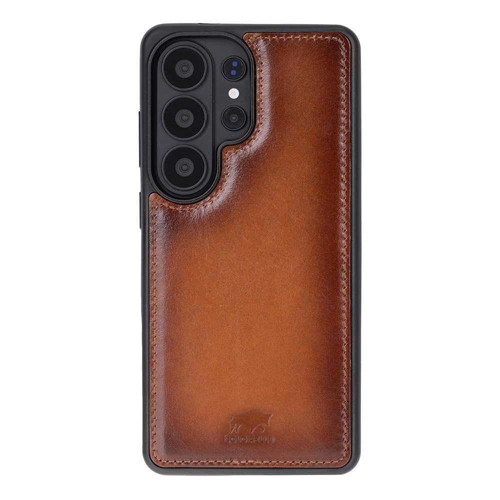 Solo Pelle Lederhülle Harvard kompatibel für das Samsung Galaxy S26 RFID inklusive abnehmbare Hülle mit integrierten Kartenfächern RFID (Cognac Braun, S26)