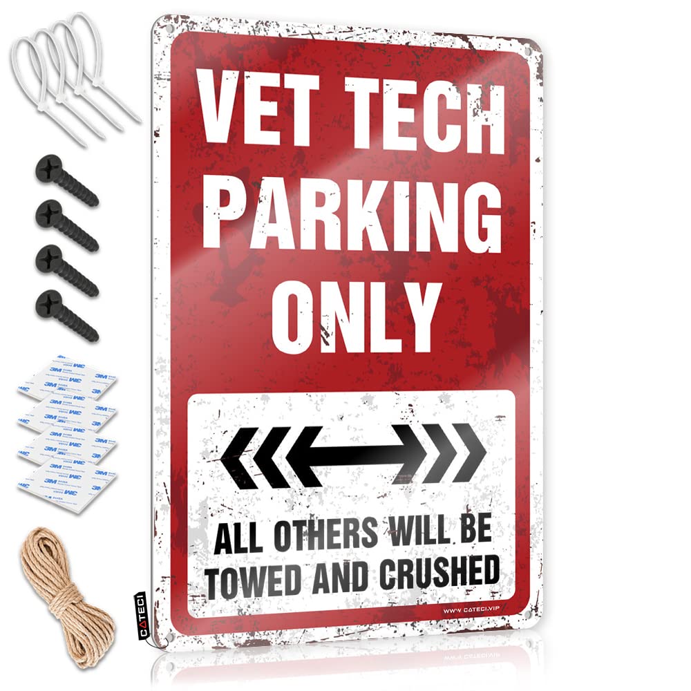 Fzfn Colour Funny Wall Art Work Desk Decor Wall Art - Vet Tech Parking Only Sweet Indie Retro Style Decoration For Stair(30X40cm)