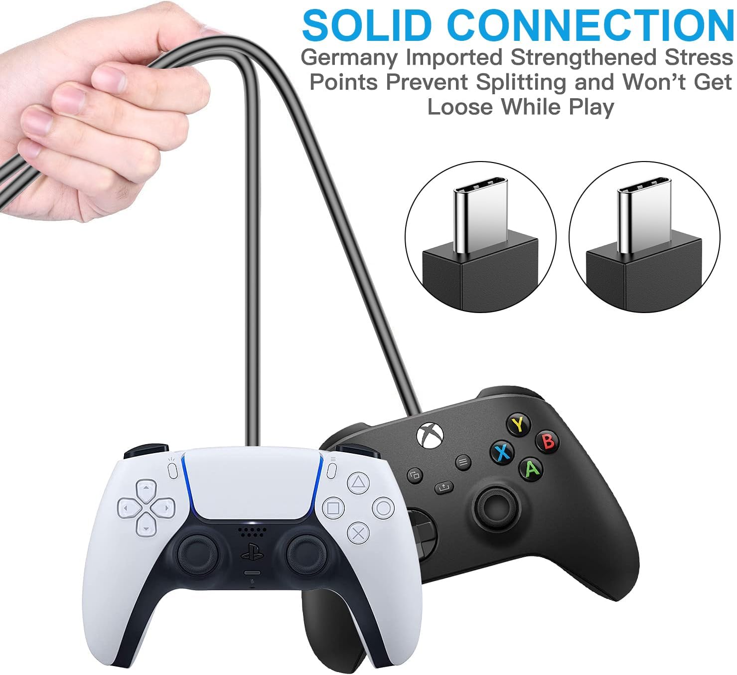 Cable de carga USB tipo C para Xbox PS5, cable de carga compatible con controladores de Xbox Series, Sony PS5 y Nintendo Switch (100 cm)