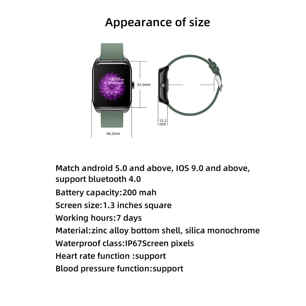 HUYA Reloj Pulsera Inteligente Rastreador De Actividad A Prueba De Agua Monitor De Ritmo CardíAco Rastreador con Monitor De SueñO Reloj De Contador De Pasos De CaloríAs para NiñOs Mujeres Hombres