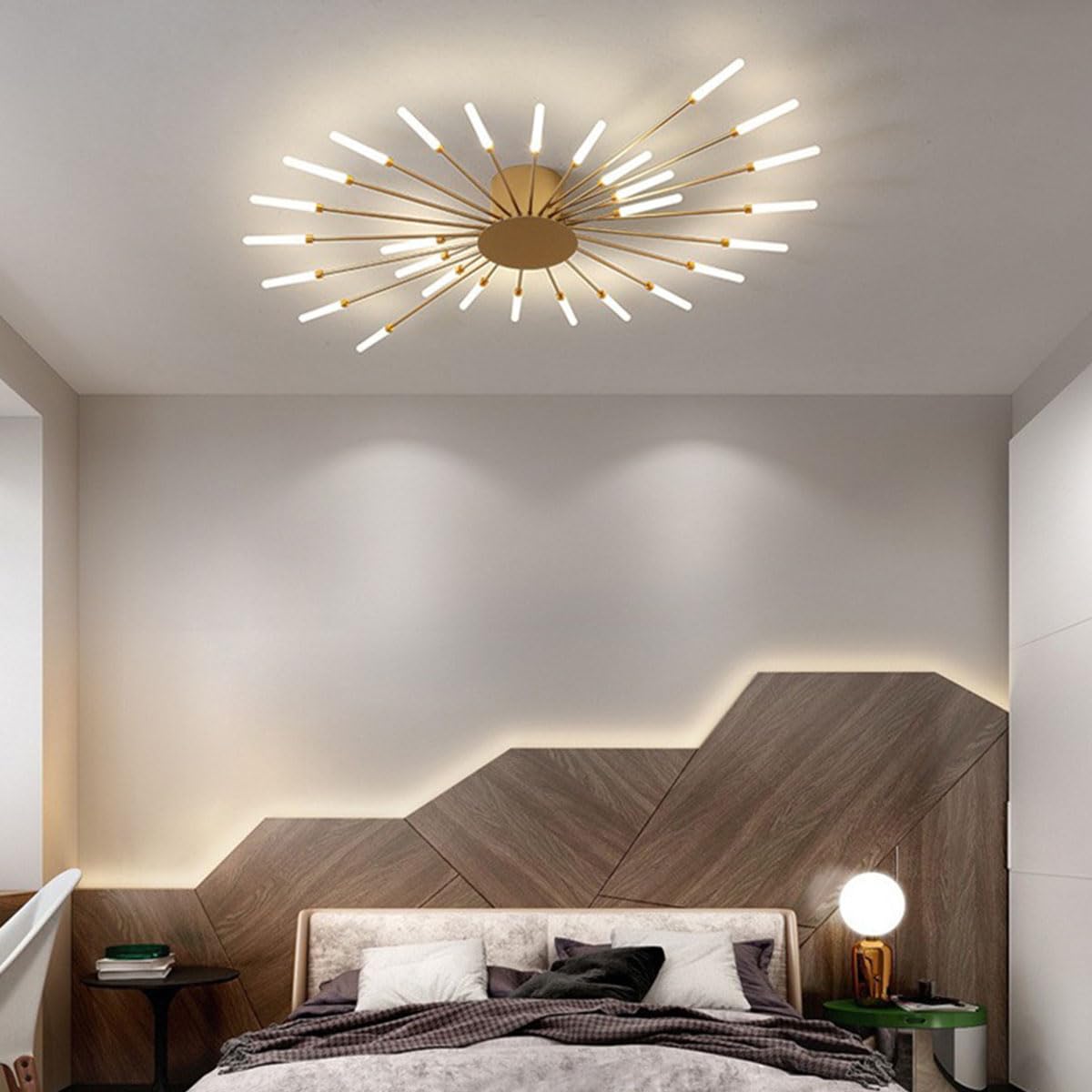 KXEcoLife Dimmable Modern LED Ceiling Light Fixture, 42 Acrylic Heads, Adjustable 3000-6000K, Perfect for Restaurants, Bedrooms, Living Rooms, Firework Design (, 28 Lamp Heads)
