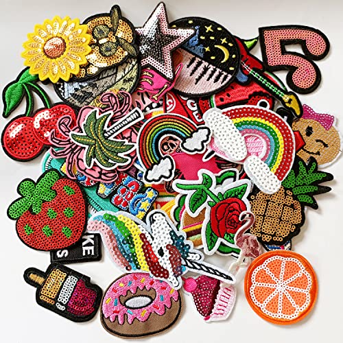 Misdonr 45 Pcs Random Assorted Styles Embroidered Patches, Funny Repair Applique Kit Decoration Iron On Patches For Clothing, Jackets, Backpacks, Jeans #TOP3
