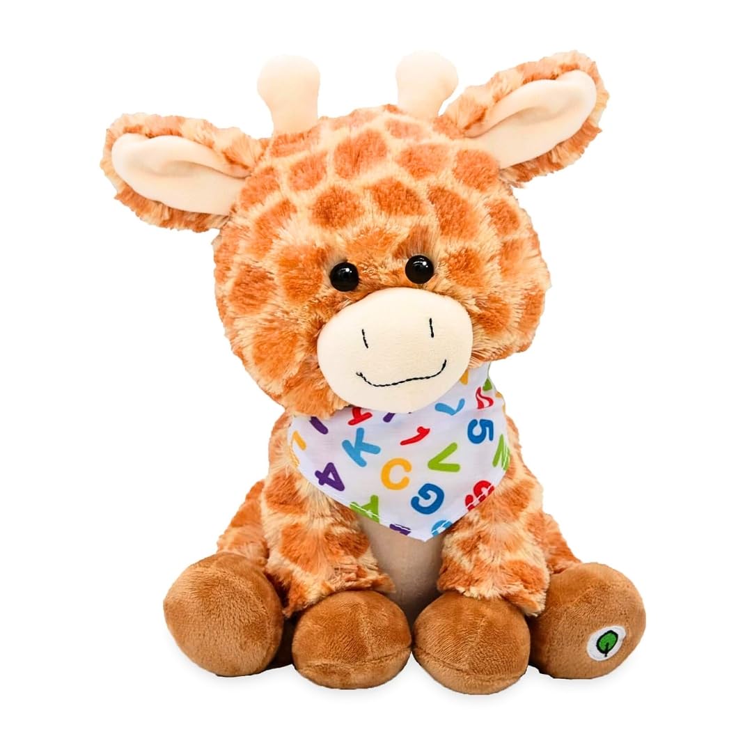Cuddle Barn - Alphabet Jodey | Animated Singing Giraffe Stuffed Animal Plush Toy Wiggles Ears to ABC Song and Ten Little Elephants, 10 Inches