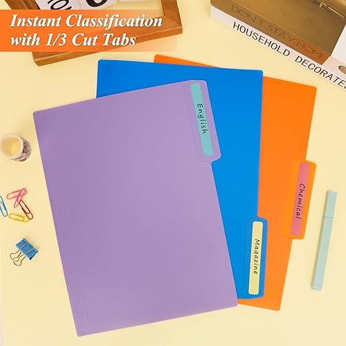 Miniatura 6 de EOOUT Paquete de 27 carpetas de plástico Manila de 9 colores, carpetas de archivos de tamaño carta, carpetas de archivadores de polietileno,