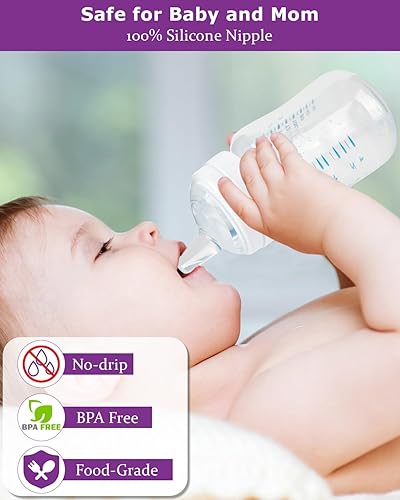 Miniatura 5 de Tetinas de vaso para biberones Philips Avent anticólicos para bebés, boquilla de silicona de grado alimenticio, pezón suave de flujo variable, 6