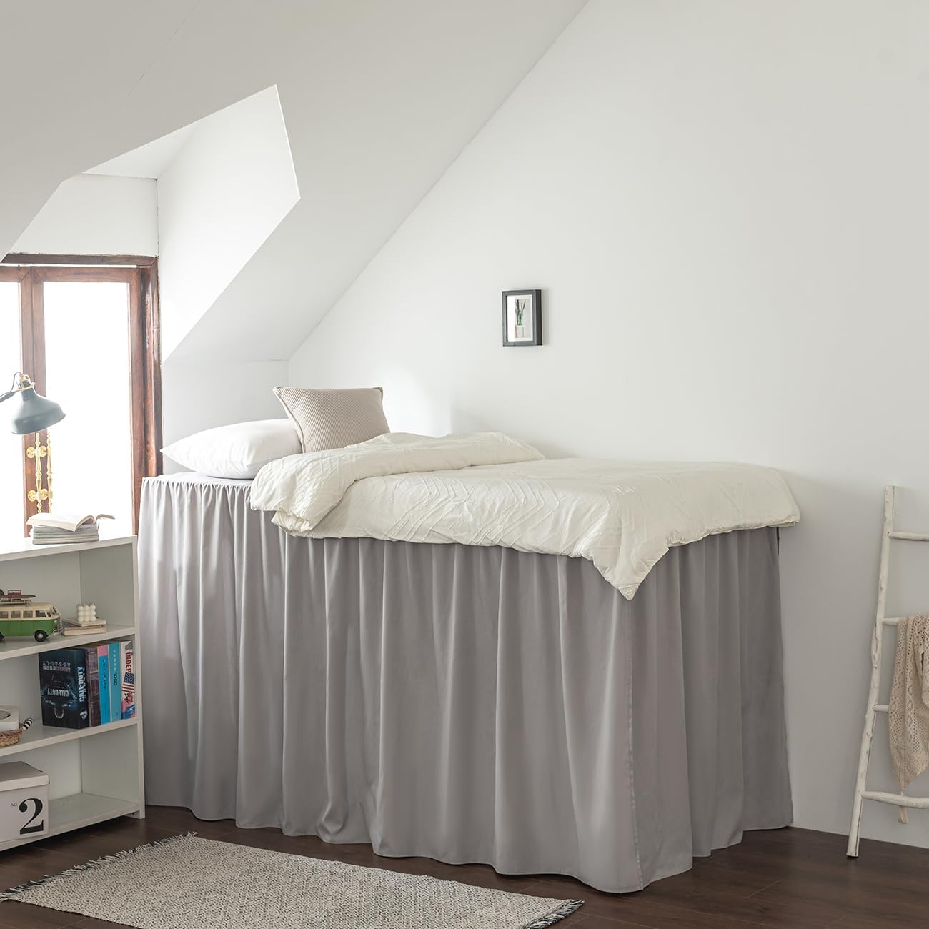 Dorm Room Bed Skirt Twin XL - College Dorm Bed Skirt - Extra Long Dorm Room Bed Skirt 36 Inch Tailored Drop- 100% Microfiber Dorm Room Bedskirts- College Dorm Bed Skirt- Light Grey, Twin-XL /36 Drop
