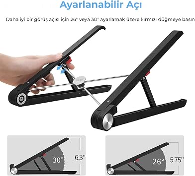 Bix SAIJI X1 Laptop Sehpası, Katlanabilir, Tablet Sehpası, Alüminyum Alaşım, Online Sınıf Çalışması, Duruşu İyileştirme, Isı Dağılımı Macbook, iPad ve 10-15,6 inç Olan Tüm Cihazlar ile Uyumlu. Siyah
