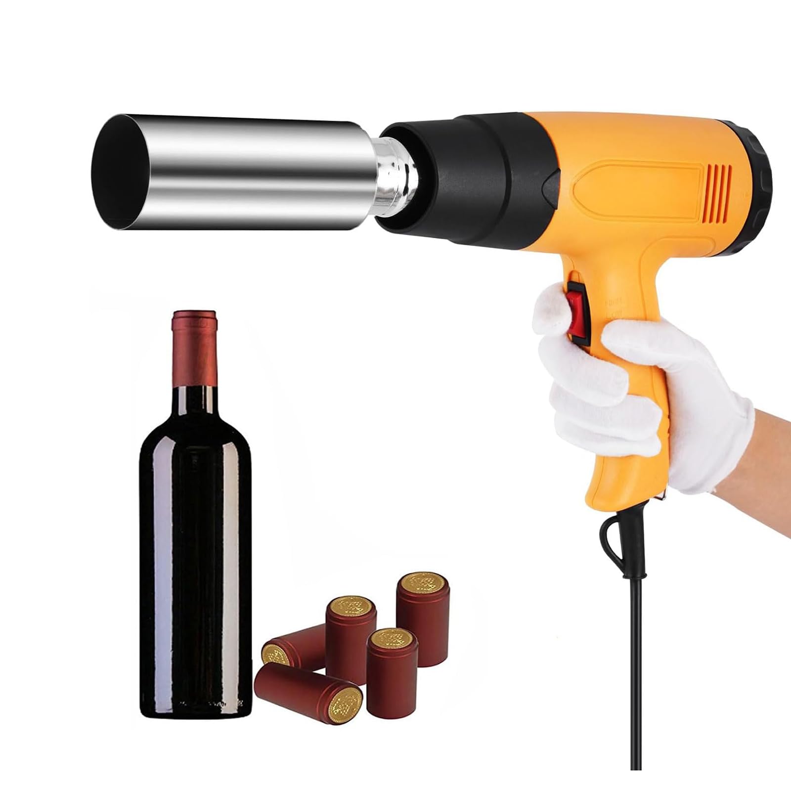 oiakus PVC Capsule Heat Shrinker, Handheld Heat Shrink Gun for Wine Bottle Wrap Machine, 50mm Shrinking Machine, for PVC PP POF Capsules Wrapping