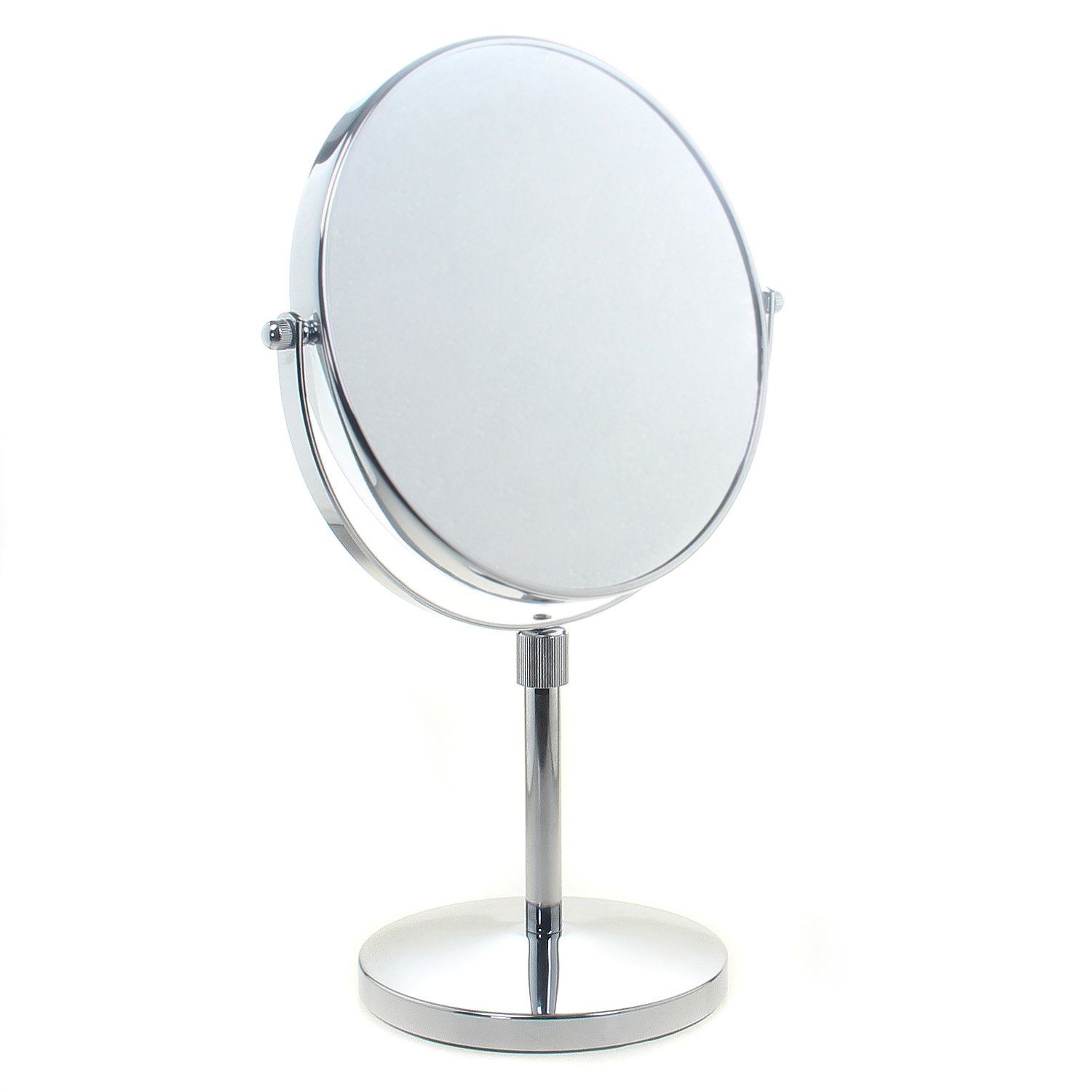 TUKA Specchio Bagno per Trucco 10X Ingranditori, 8" Doppio Specchio Cosmetico Con Piedistallo, ø 20 cm Specchio da Tavolo per Trucco e Rasatura, 2 Facciate Vanity Mirror, Cromato, TKD3114-10x