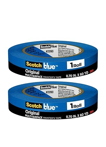 3M Scotch-blue 2090 Papel crepé multisuperficies, Pintores, Cinta de enmascarar, 27 libras Fuerza de tensión, 60 Yds, longitud x 3/4" ancho, color