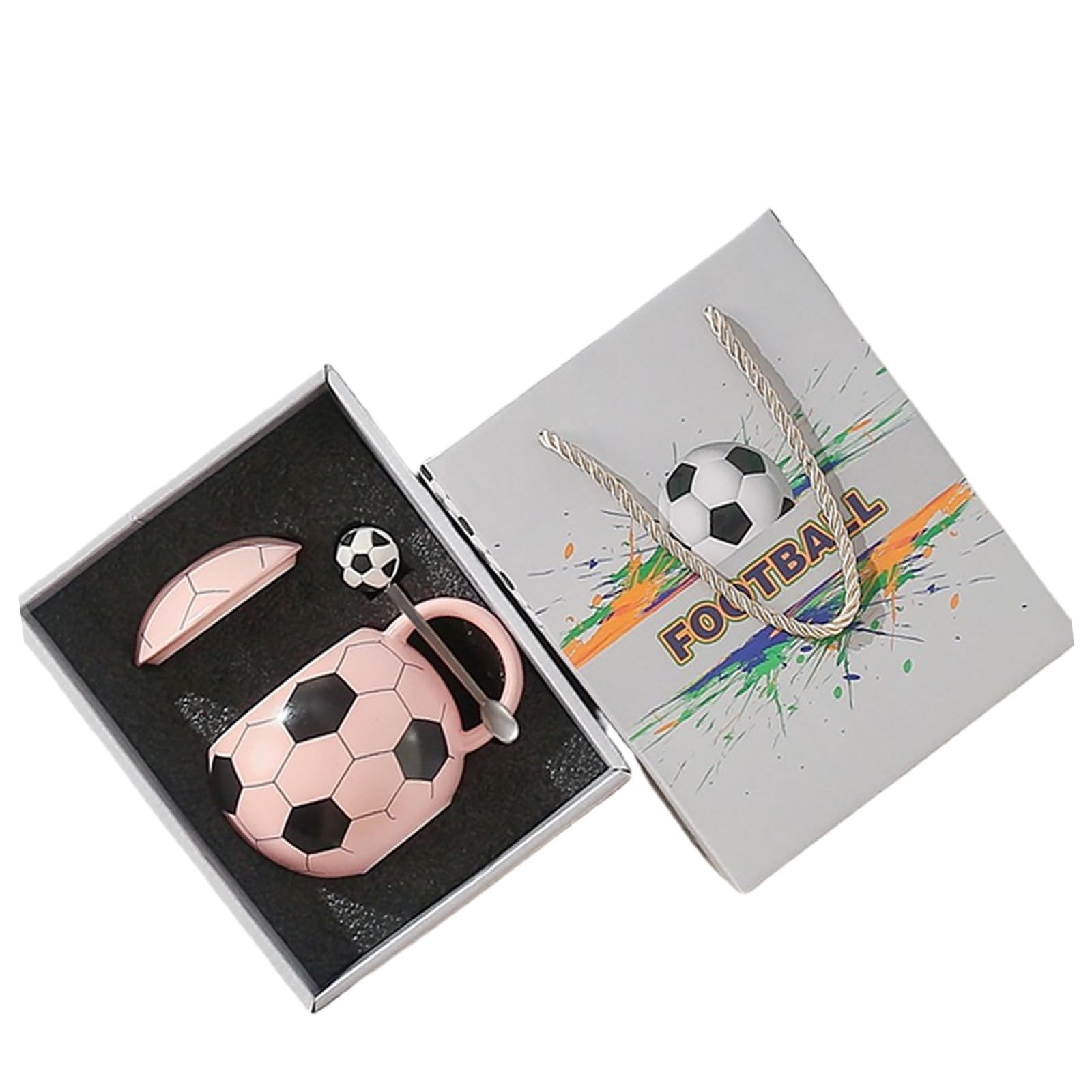 Nucelit Creative Sports Themed Ceramic Cup 14oz Capacity Football Commemorative Cup for Gifting to Soccer Lover Player Unique Soccer Coffee Mug