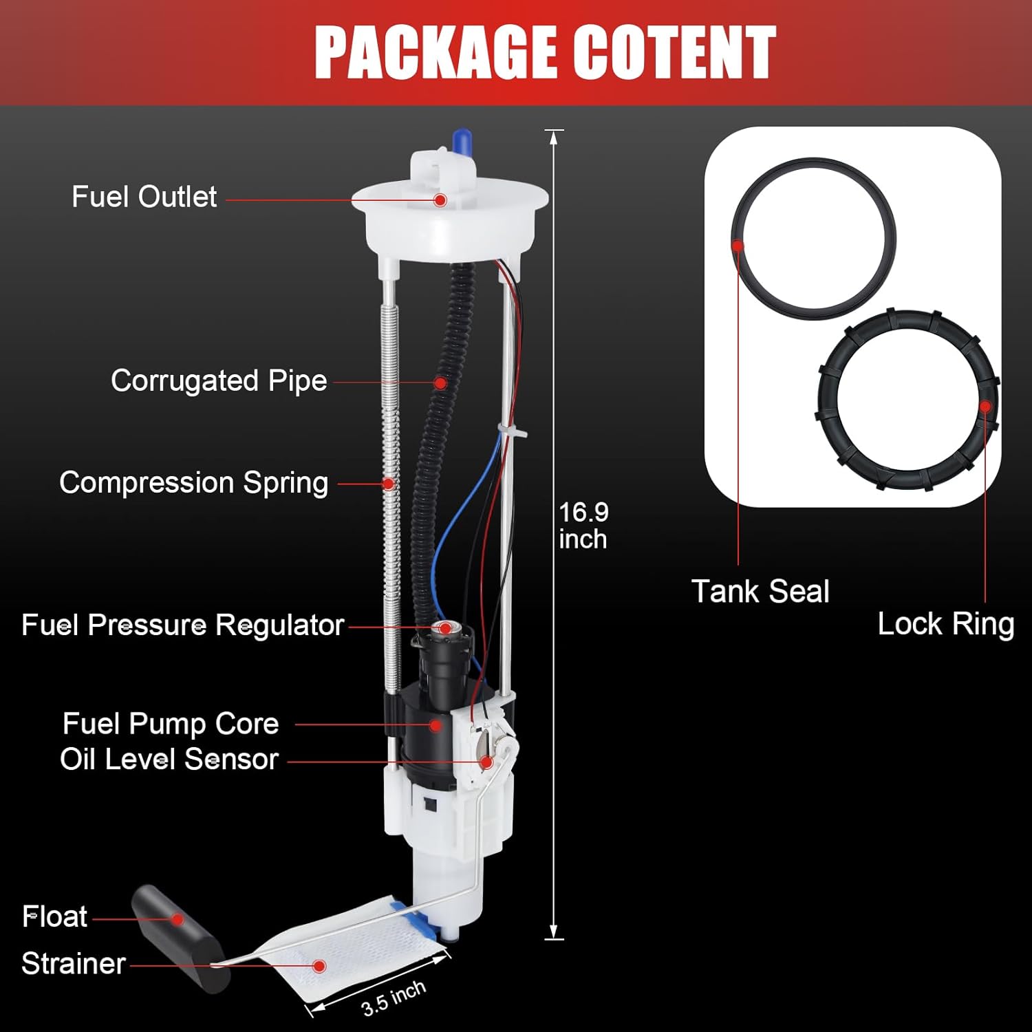 47-1012 2522139 Electric Fuel Pump Moduel Assembly Compatible With Polaris Ranger 800/800 EFI/Crew 800 EPS/XP 800, Fits for 800 4X4 / 6X6 2011-2012, Replace OE# 47-1012 2522139 HFP-A3963 2204402