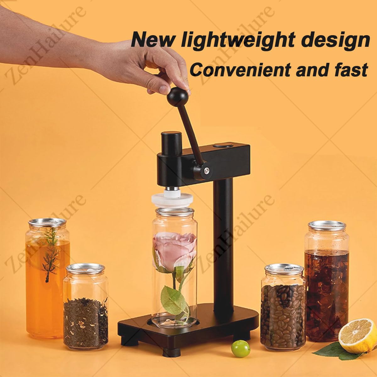 Sigillatrice manuale per lattine, macchina sottovuoto per birra, succhi, caffè e soda, 20 lattine/min, adatta a contenitori di diametro 55 mm con altezza inferiore a 17 cm