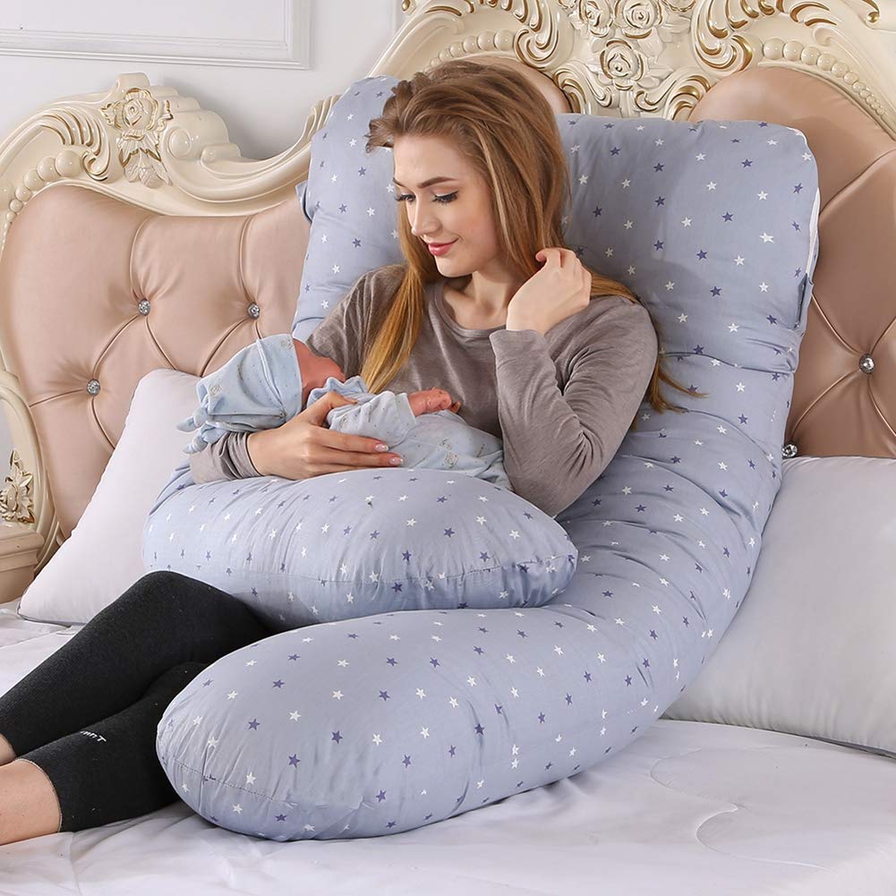 Cuscino a Forma di U Morbido Corpo Completo Cuscino per Gravidanza Allattamento Cuscino Maternità Ergonomico Comfort Cuscino Regolabile,130x70cm,Come immagine2