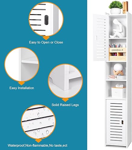 Miniatura 5 de AIKTOTA Armario de almacenamiento para baño, mueble alto de pie, mueble de almacenamiento para el hogar, unidad organizadora para oficina, sala de