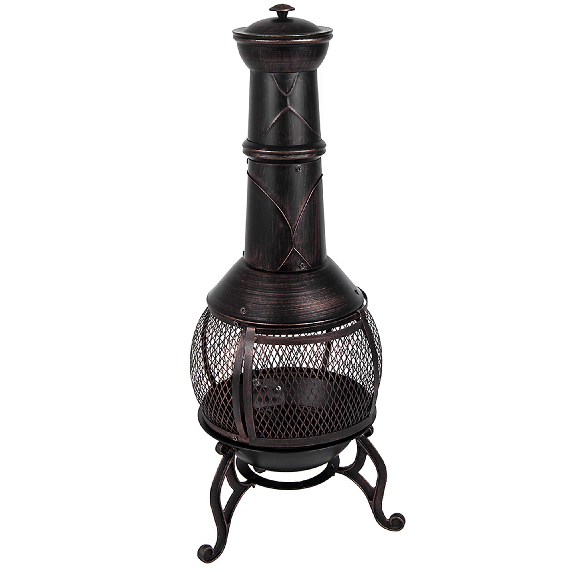 Home Discount® Chauffage de terrasse de Jardin Cheminée en Acier pour Barbecue Grille de Cuisson Cheminée Cheminée, Noir et Doré Antique, Grande