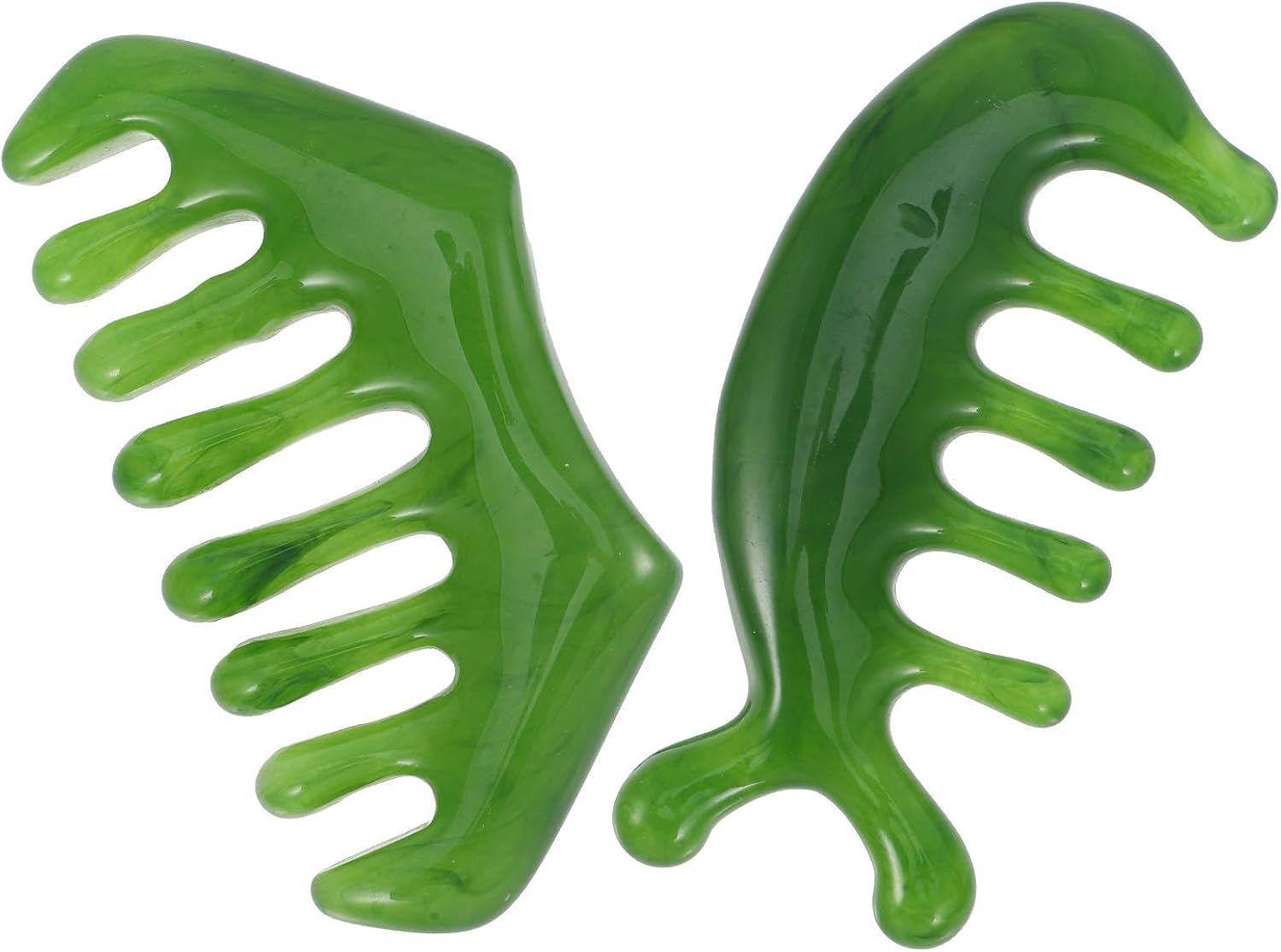 Scalp Massager Comb Jade 2pcs Wide Tooth Hair Comb for Scalp Massage Acupoint Stimulation