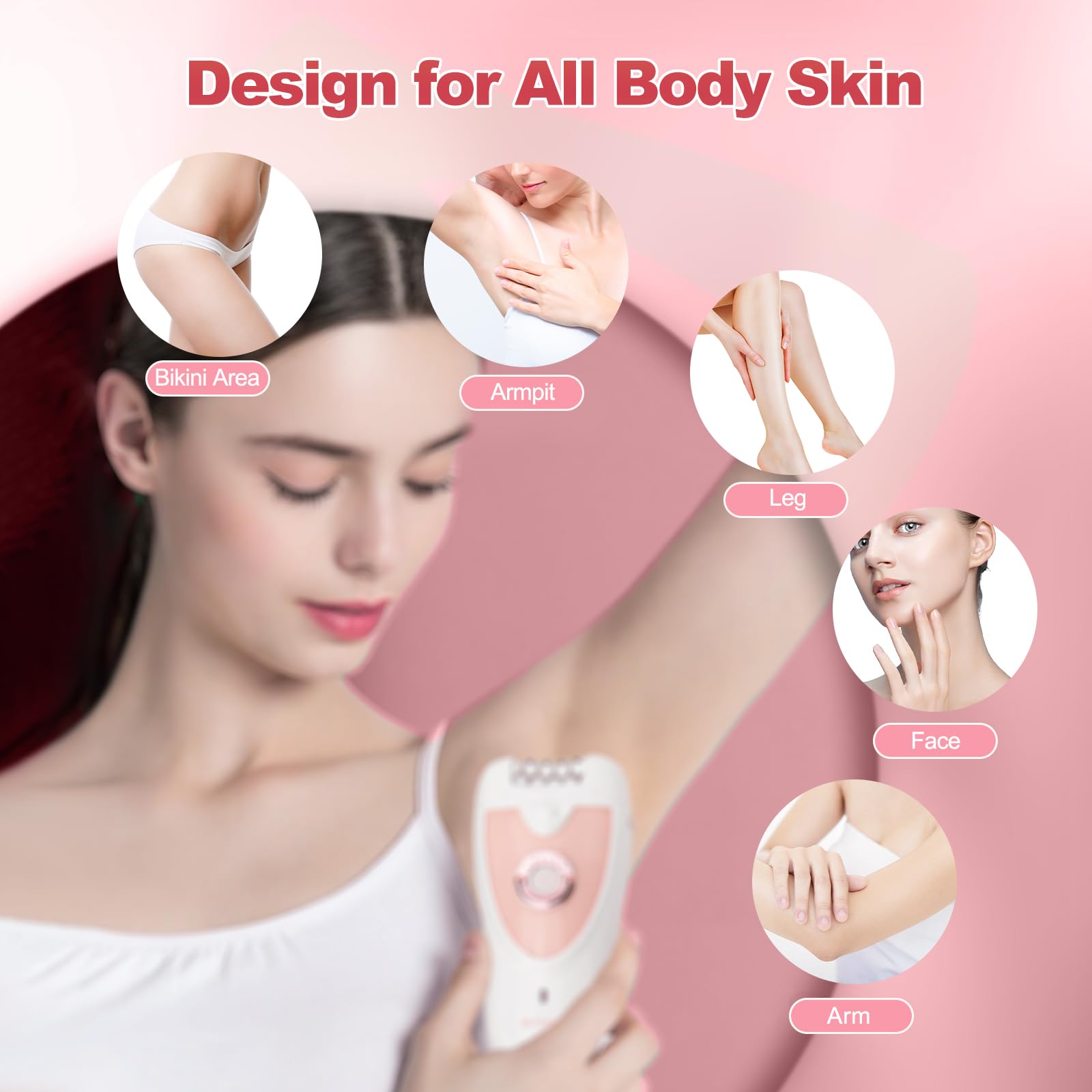 Epilatore da donna, 2 in 1, per viso da donna, ricaricabile, per bikini, viso, braccia, gambe, ascelle (rosa, 2026)