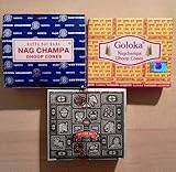 Fabricado en la India Conos de incienso Nag Champa Juego de 3 - Nag Champa, Superhit, Goloka