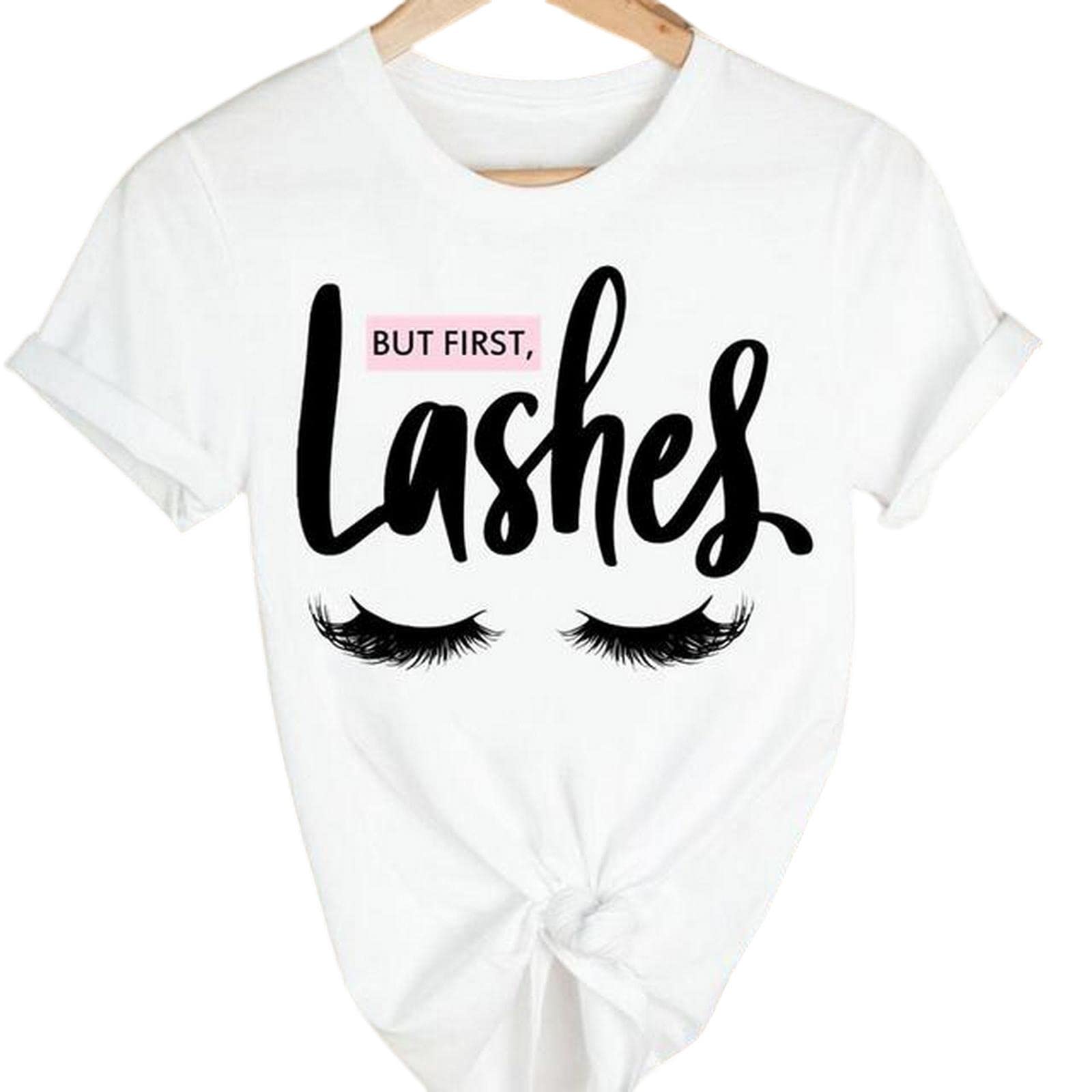 MOGSA T-shirt d'été à manches courtes pour femmes - Joli œil de cils - Dessin animé - 20, M