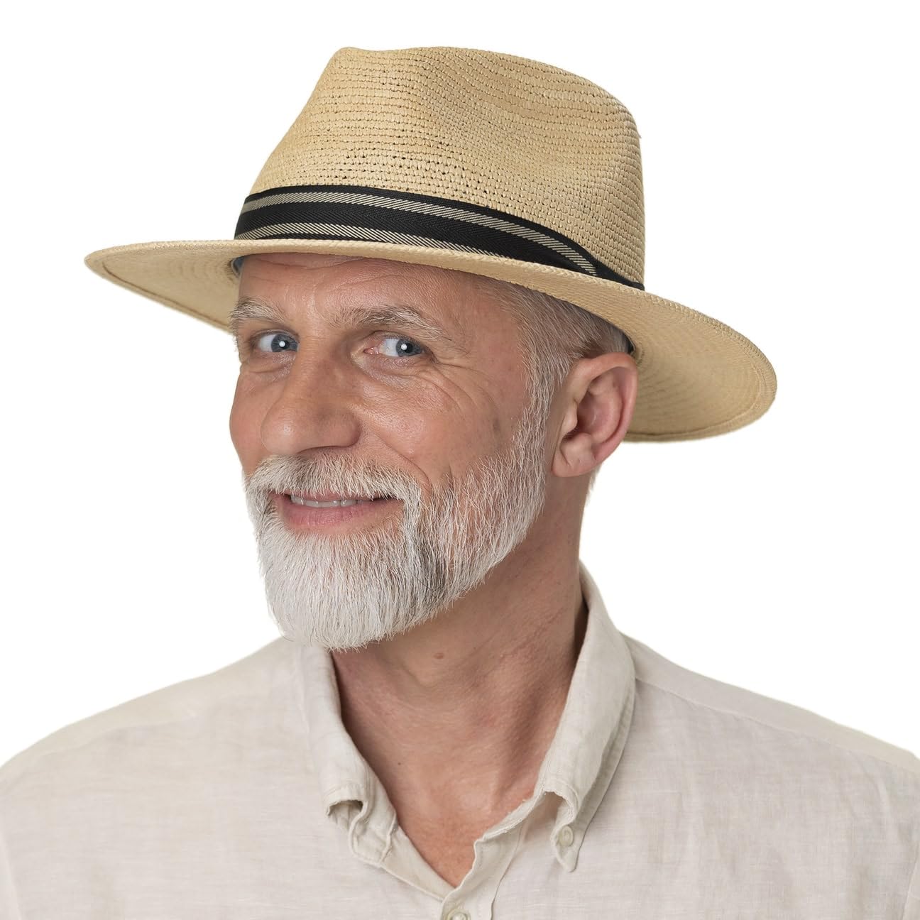Stetson Traveller Sombrero Crochet Proteccion UV a Rayas Multicolor con Banda de Tela Unisex Primavera Verano
