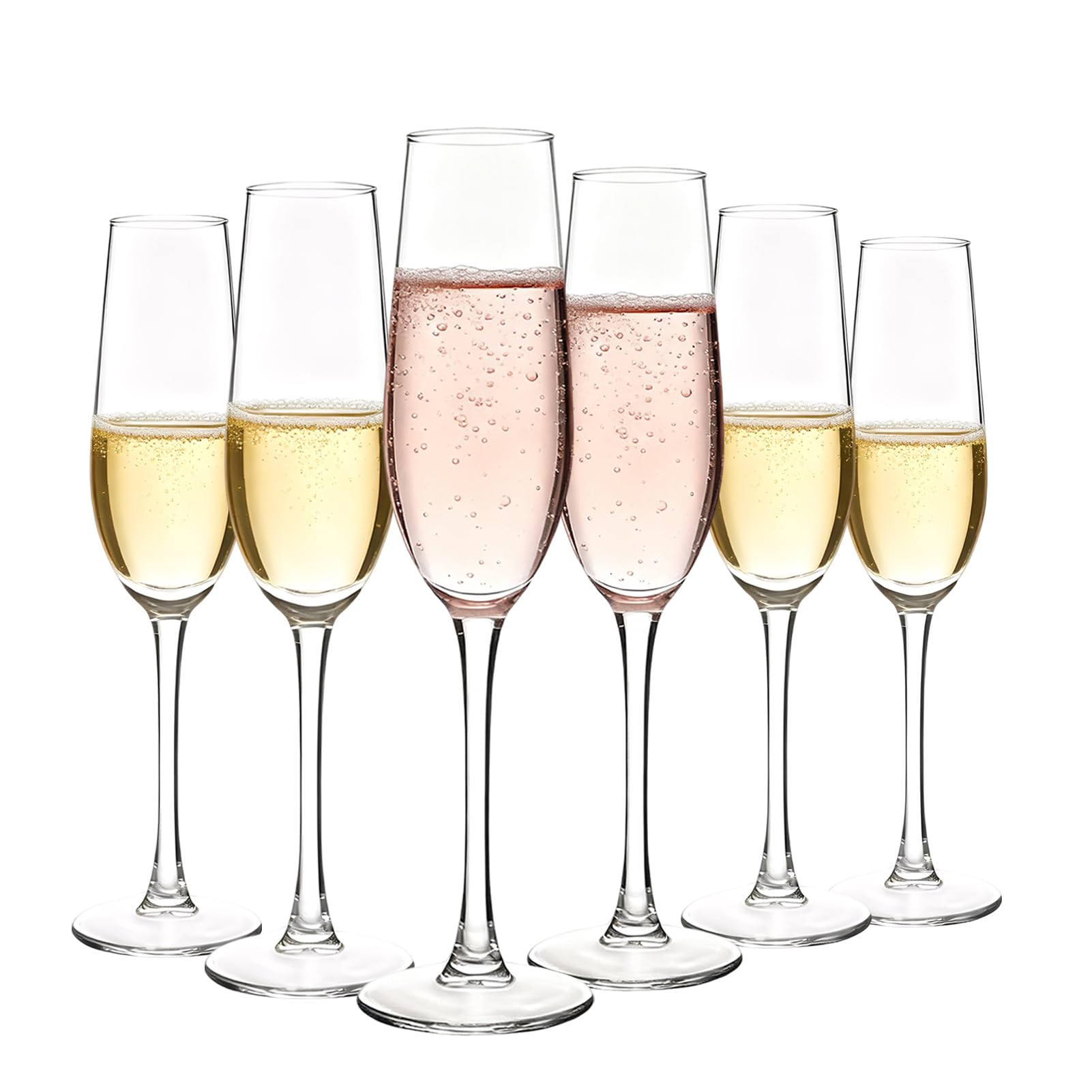 Flûtes à champagne en cristal en lot de 6, le cadeau de mariage élégant et mémorable