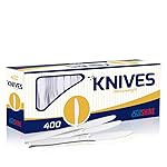 400 pack Extra Heavyweight Disposable White Plastic Knives-Heavy Duty White Cutlery-Utensils, Parties, Dinners, Catering Services, Family Gatherings