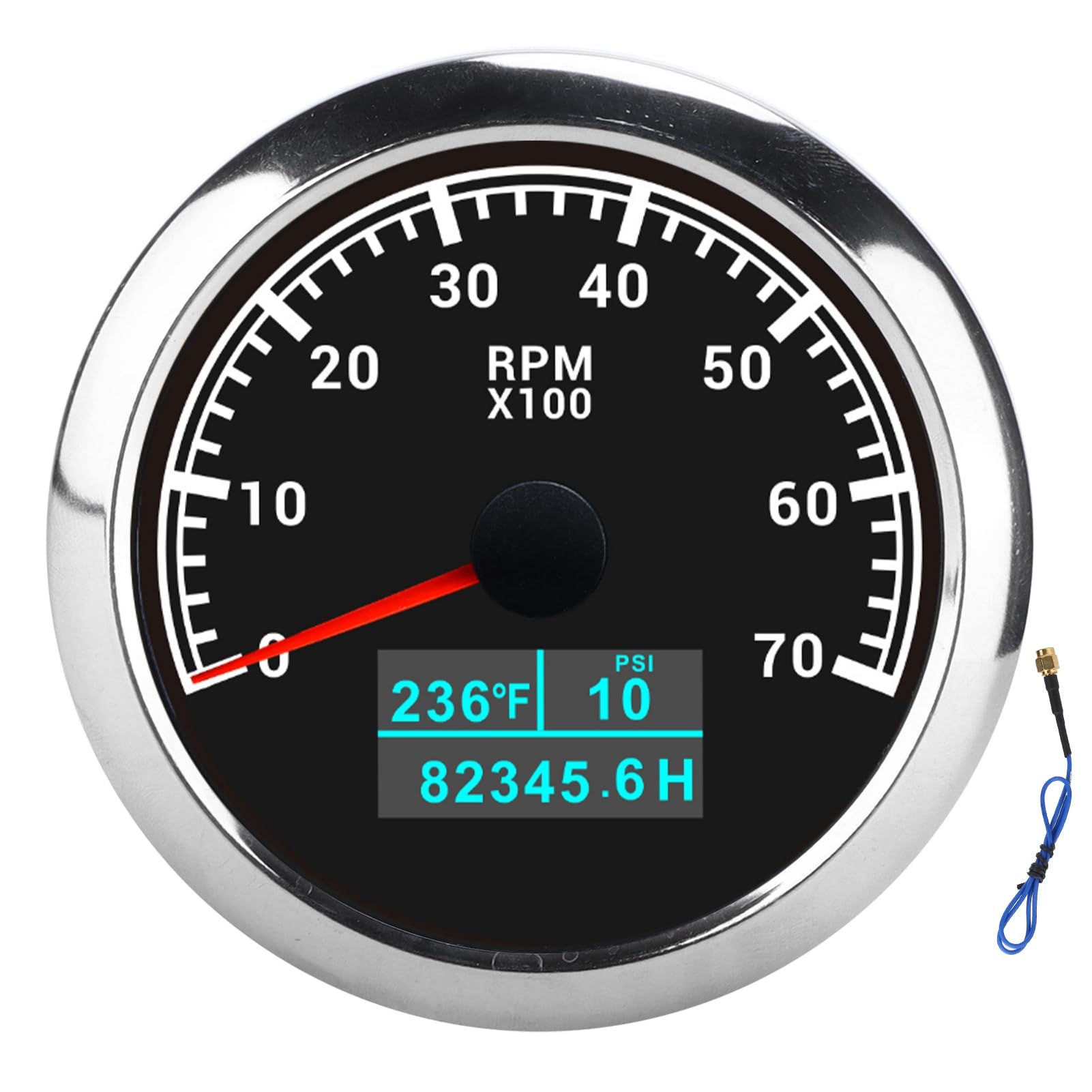 Contagiri per Auto Contagiri Multifunzionale Efficiente 3 in 1 per Appassionati di Auto o Hobbisti ABS in Acciaio Inossidabile (quadrante nero)