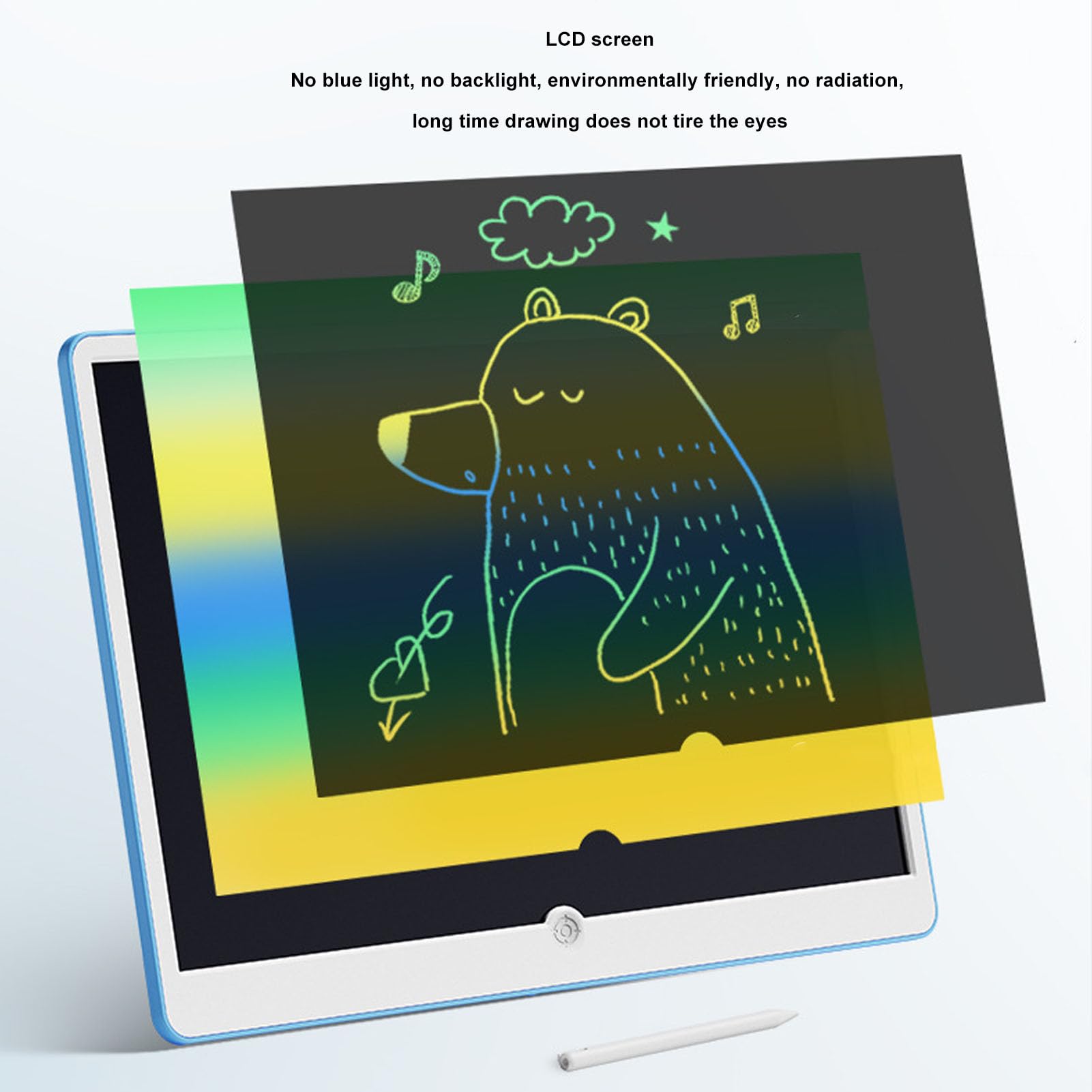 Tablet LCD Vomeko, Rilievo da disegno LCD, Essenziali da viaggio per bambini, Tavola da disegno elettronica portatile cancellabile a grande schermo con penna (Blue and White)