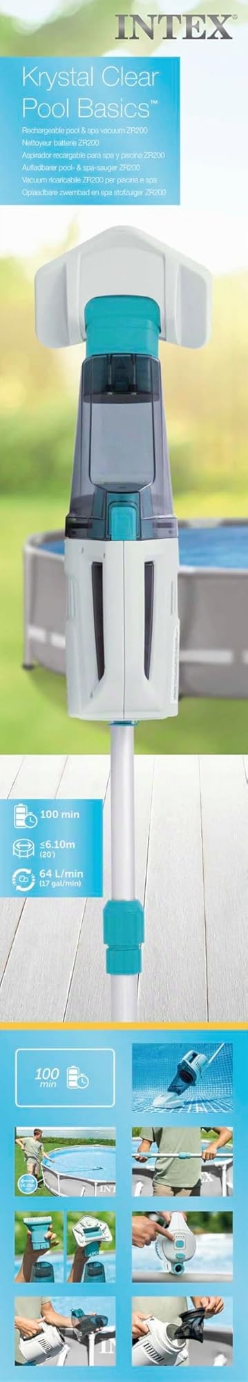 Intex Aspirateur Piscine et Spa ZR200, Dimensions : 37 cm x 11 cm x 21 cm (28628BS)