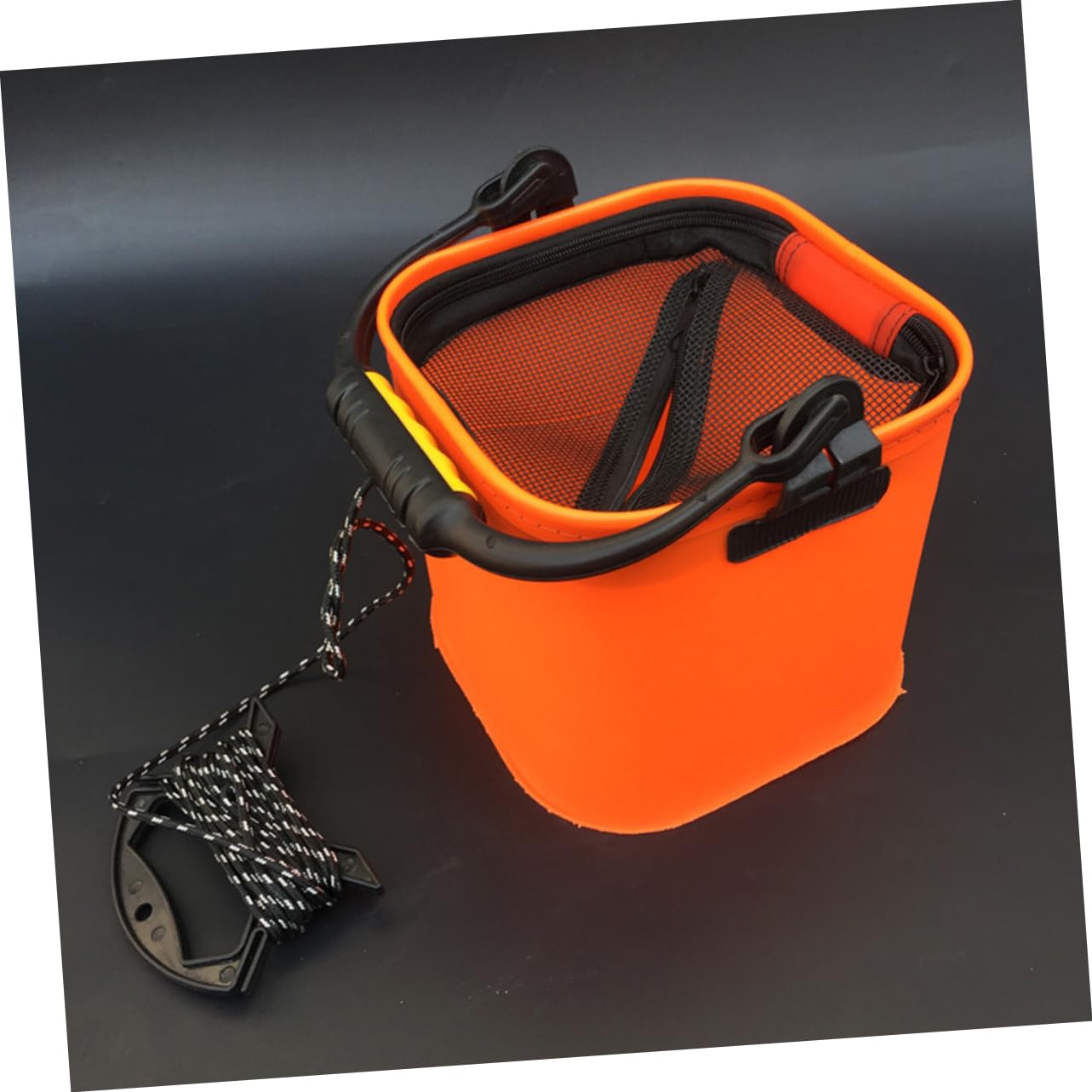 Kisangel 1PC Eva Portable Fishing Bucket Folding Fish Container with Zipper Slip Rope Lightweight Design for Outdoor Fishing Mixed Color Bag