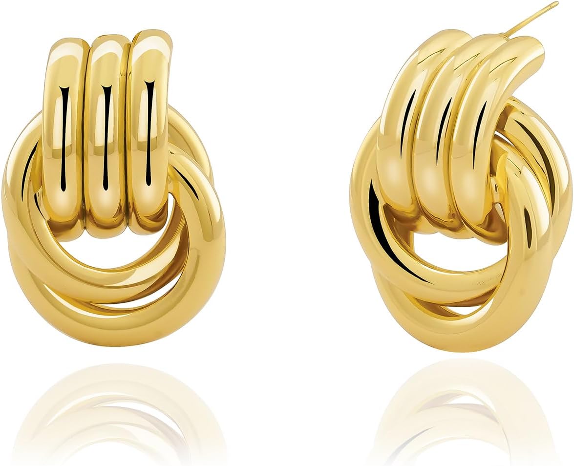 NIXMAX Chunky Gold SIlver Knot Earrings for Women Statement Dangle Earrings