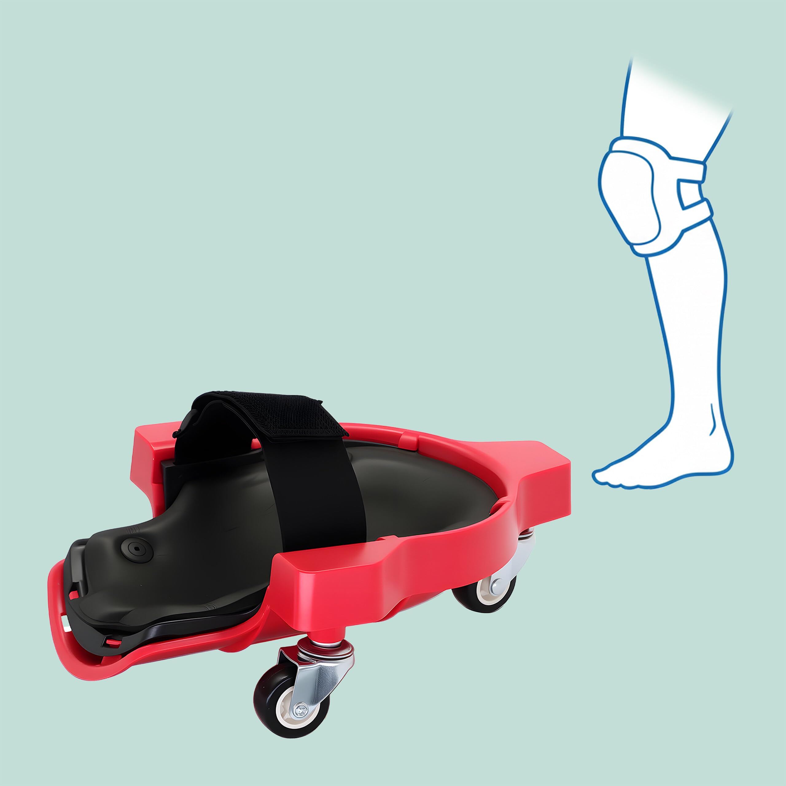 Relaxdays Rodilleras con Ruedas hasta 100 kg, protección Articular, 22 x 29,5 cm, Rojas