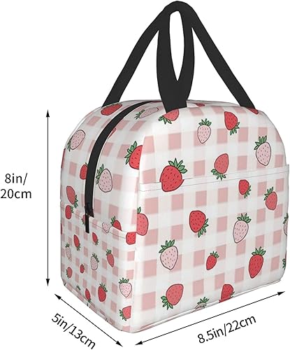 Miniatura 5 de Bonita lonchera de fresa, bolsa de viaje para picnic, bolsa de compras con aislamiento duradero para el regreso a la escuela, bolsas impermeables