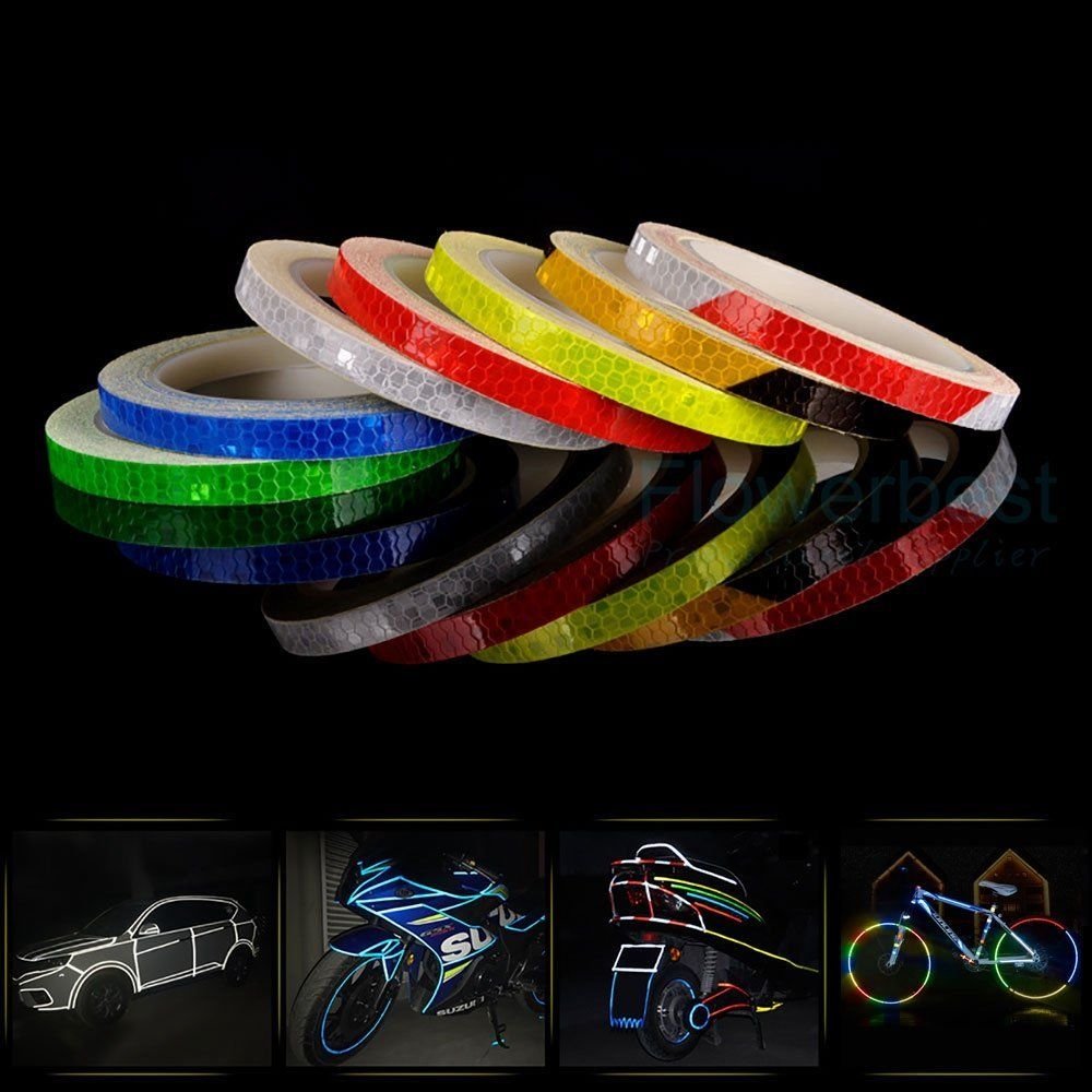 AM Safety Reflective Warning Lighting Sticker Adhesive Tape Roll Strip. for Beautify Bicycle Bike Decoration (White)