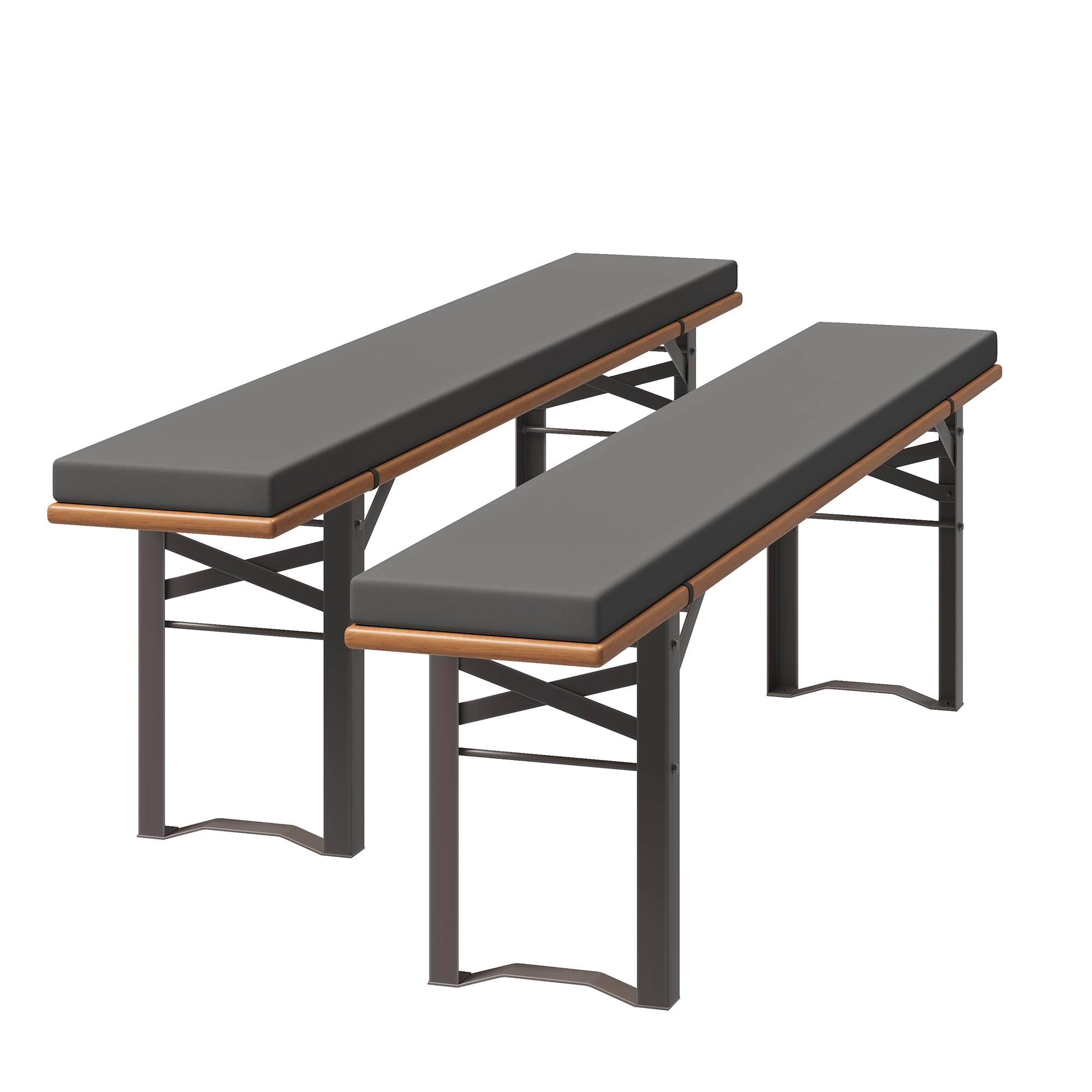 UDPATIO 2er Set Bierbankauflagen mit Bezug 180 x 25 x 4 cm,XL Waschbare auflagen bierzeltgarnitur für Partyzeltgarnitur(Grau, wasserdicht)