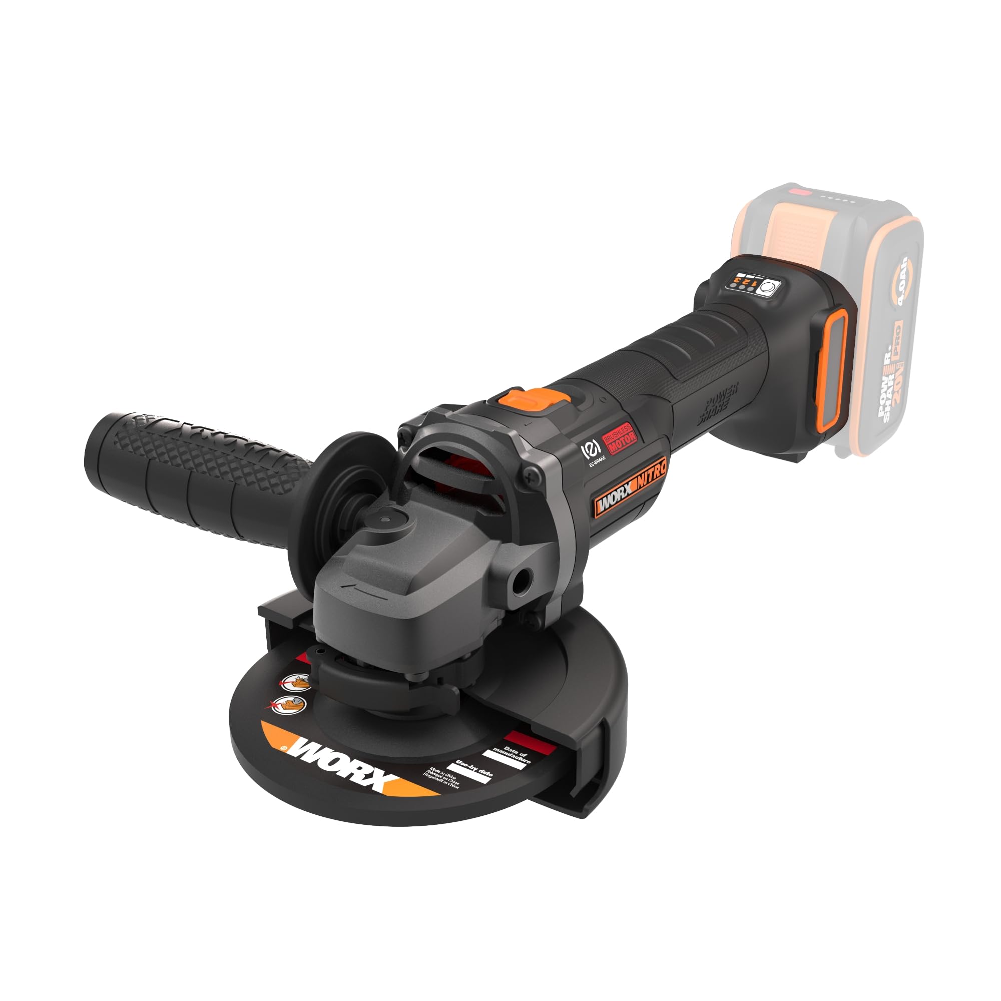 WORX WX814.9 Amoladora Angular 20V 125mm Sin Batería, Velocidad Variable 3000-8600rpm, Anti-Retroceso, Freno Eléctrico y Arranque Suave
