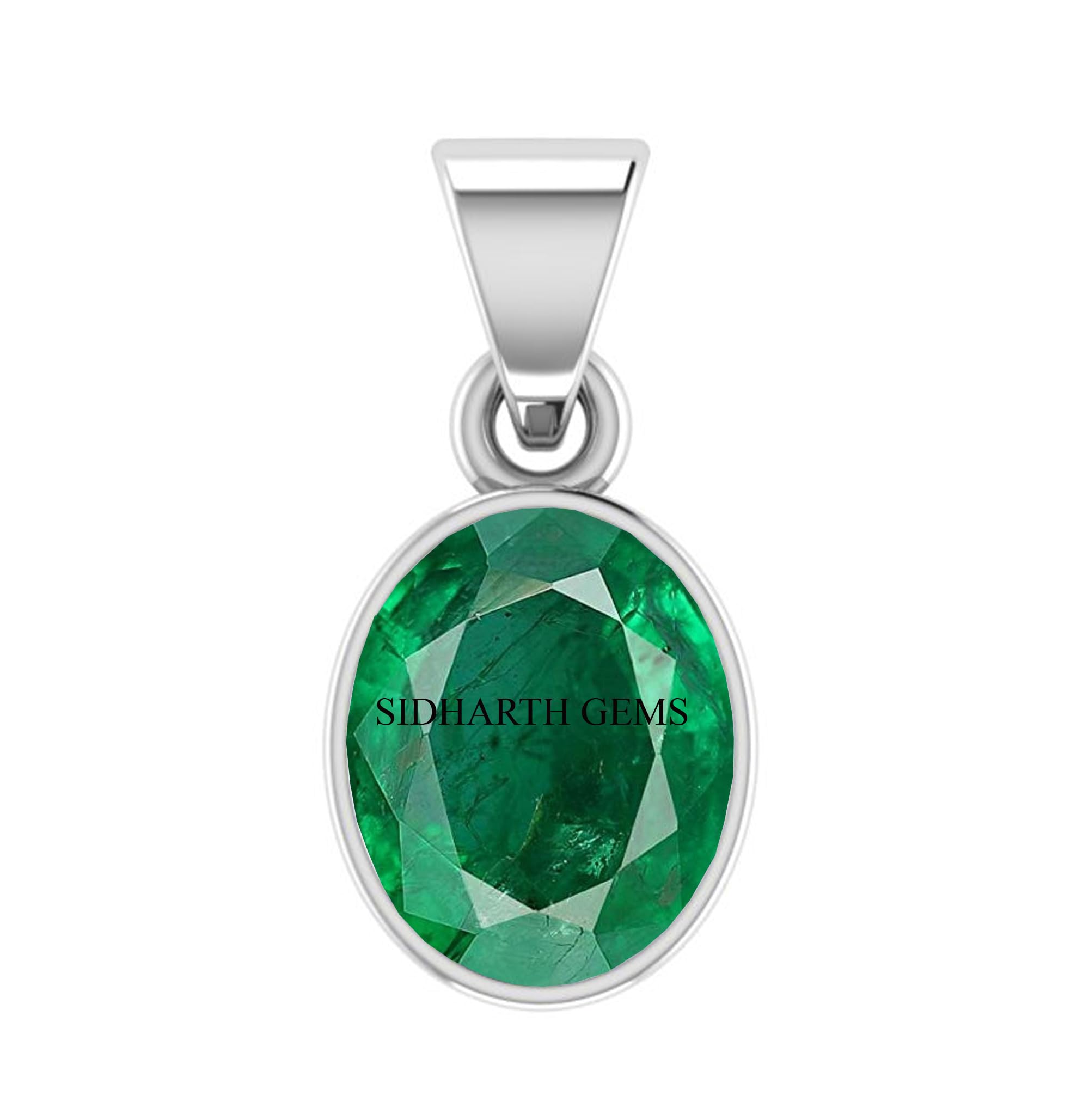 7.25 Ratti 6.75 Carat Natural Emerald Pendant Locket (Natural Panna/Panna Stone Silver Plated Pendant Locket) Original AAA Quality Gemstone Pendant for Men Women by Lab Certified-image-19