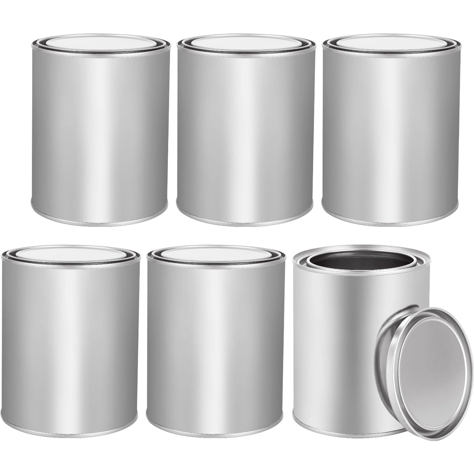 Lot de 6 boîtes de peinture vides de 1 L avec couvercles, multi-usages pour loisirs créatifs, projets de bricolage, organisation de garage