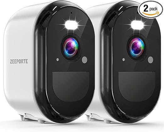 2K Security Cameras Wireless Outdoor, WiFi Battery Powered Indoor Camera for Home Security with AI Motion Detection, Spotlight, 2-Way Talk, Siren, IP65, Cloud/SD Storage, 2 Cameras
