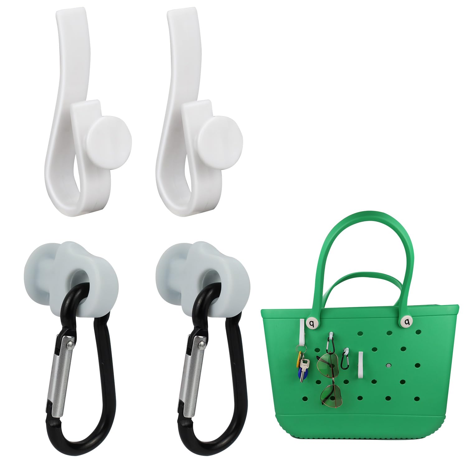 Aohcae 4PCS Hook Accessories Compatible with Bogg Bag, Keychain Hanger for Bogg Bag, Insert Charm Keychain Holder for Beach Totes Bags, Hanging Keys,